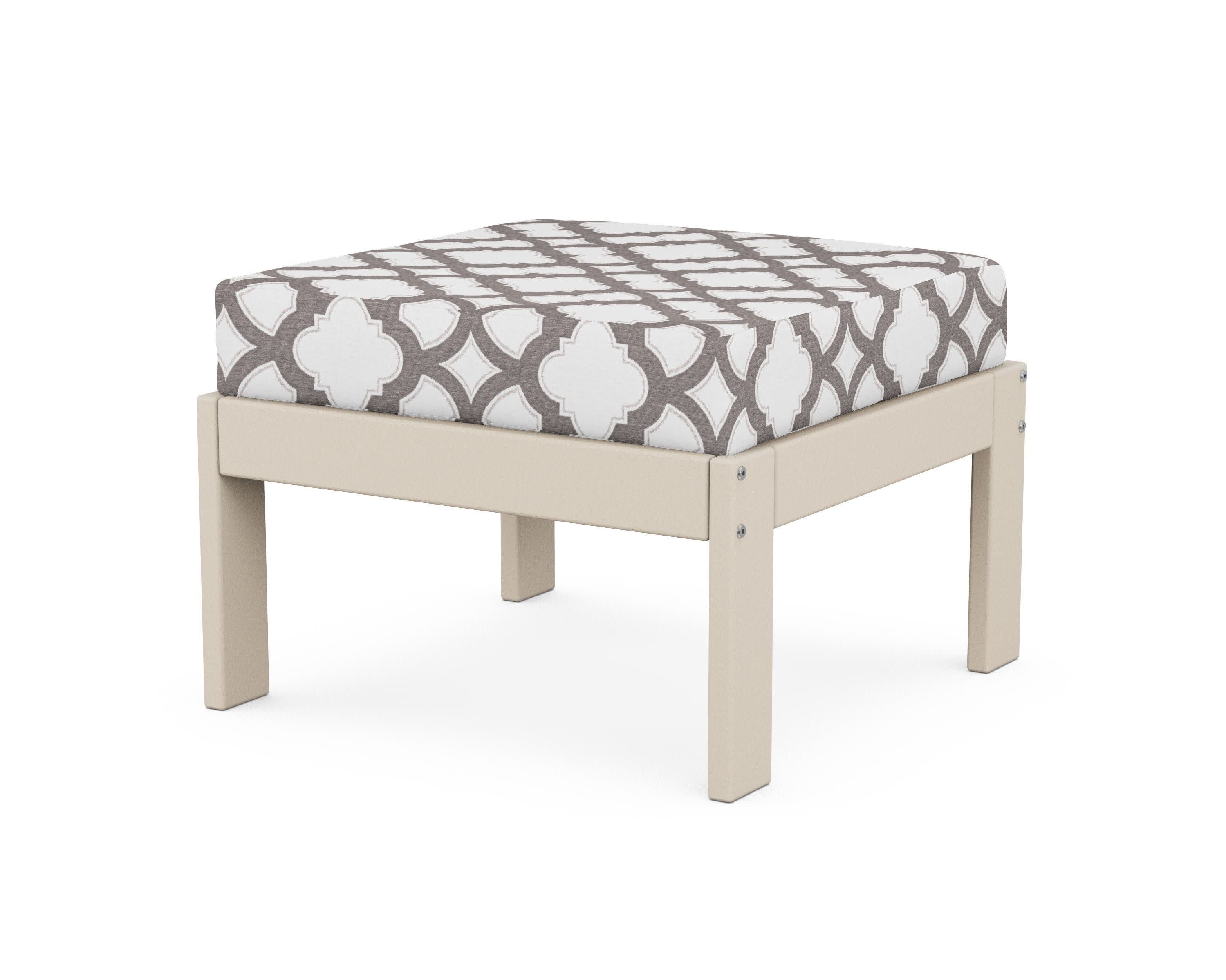 Vineyard Modular Ottoman in Sand / Trellis Grey Mist