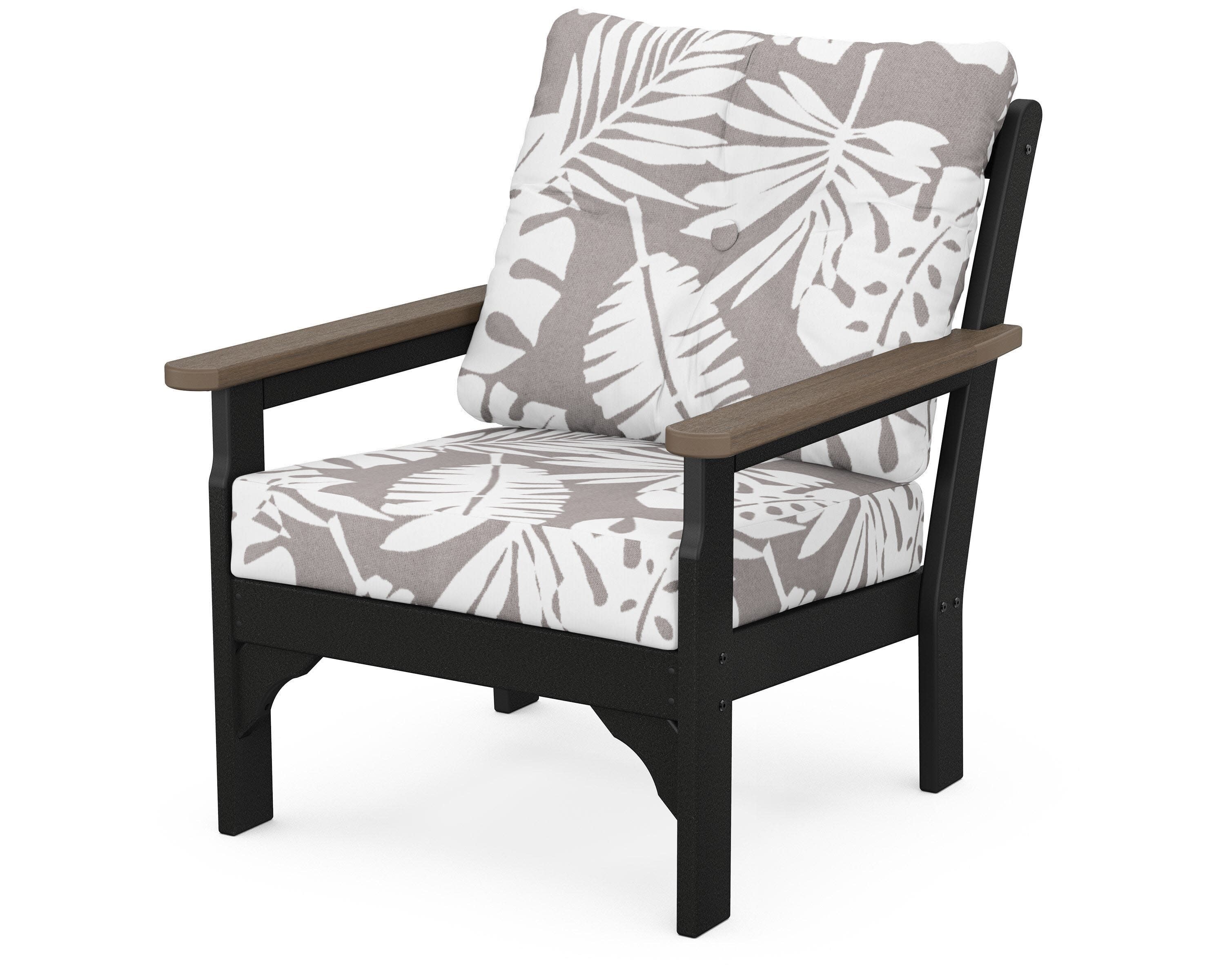 Vineyard Deep Seating Chair in Black / Kona / Leaf Grey Mist