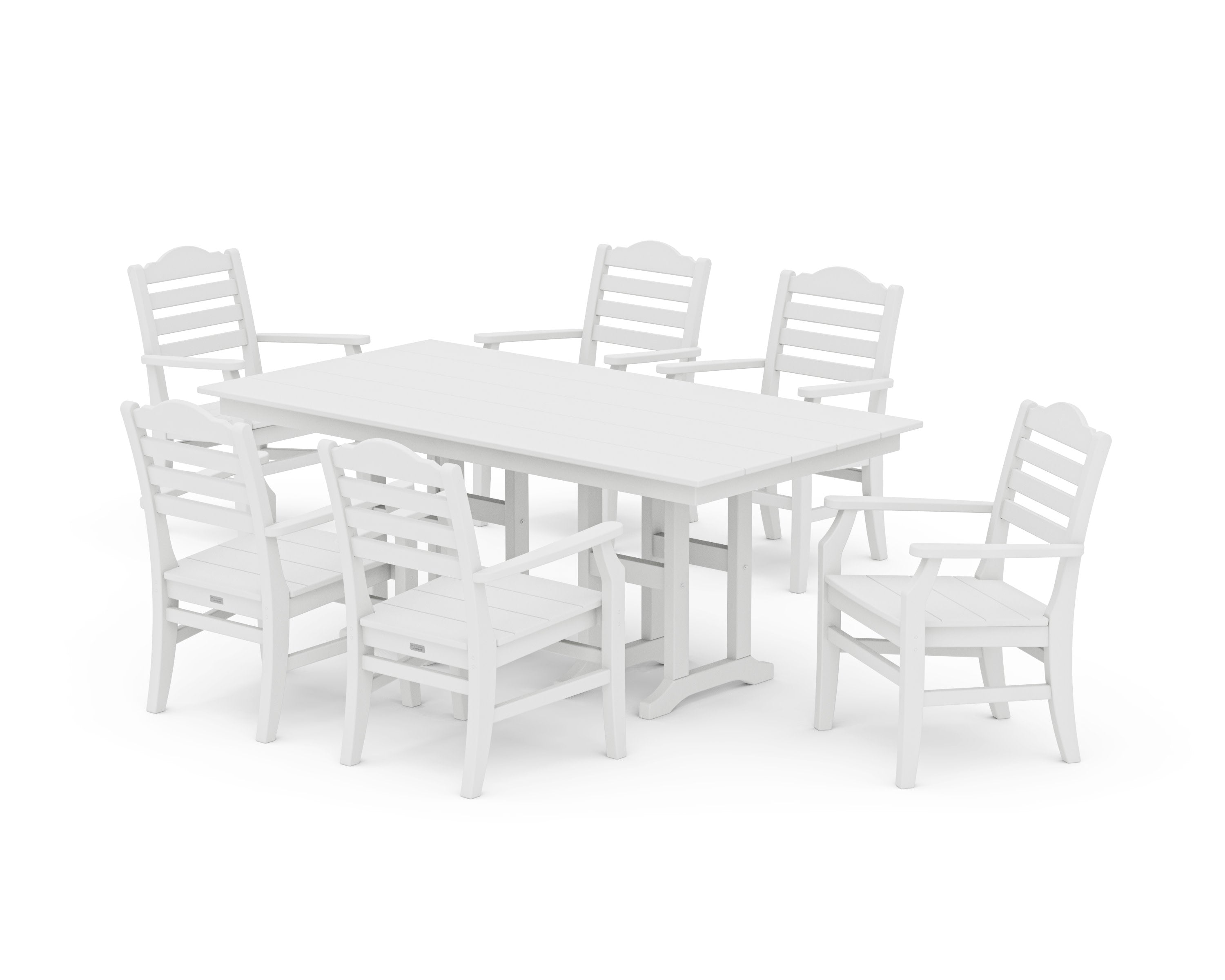 Savannah Arm Chair 7-Piece Farmhouse Dining Set in White