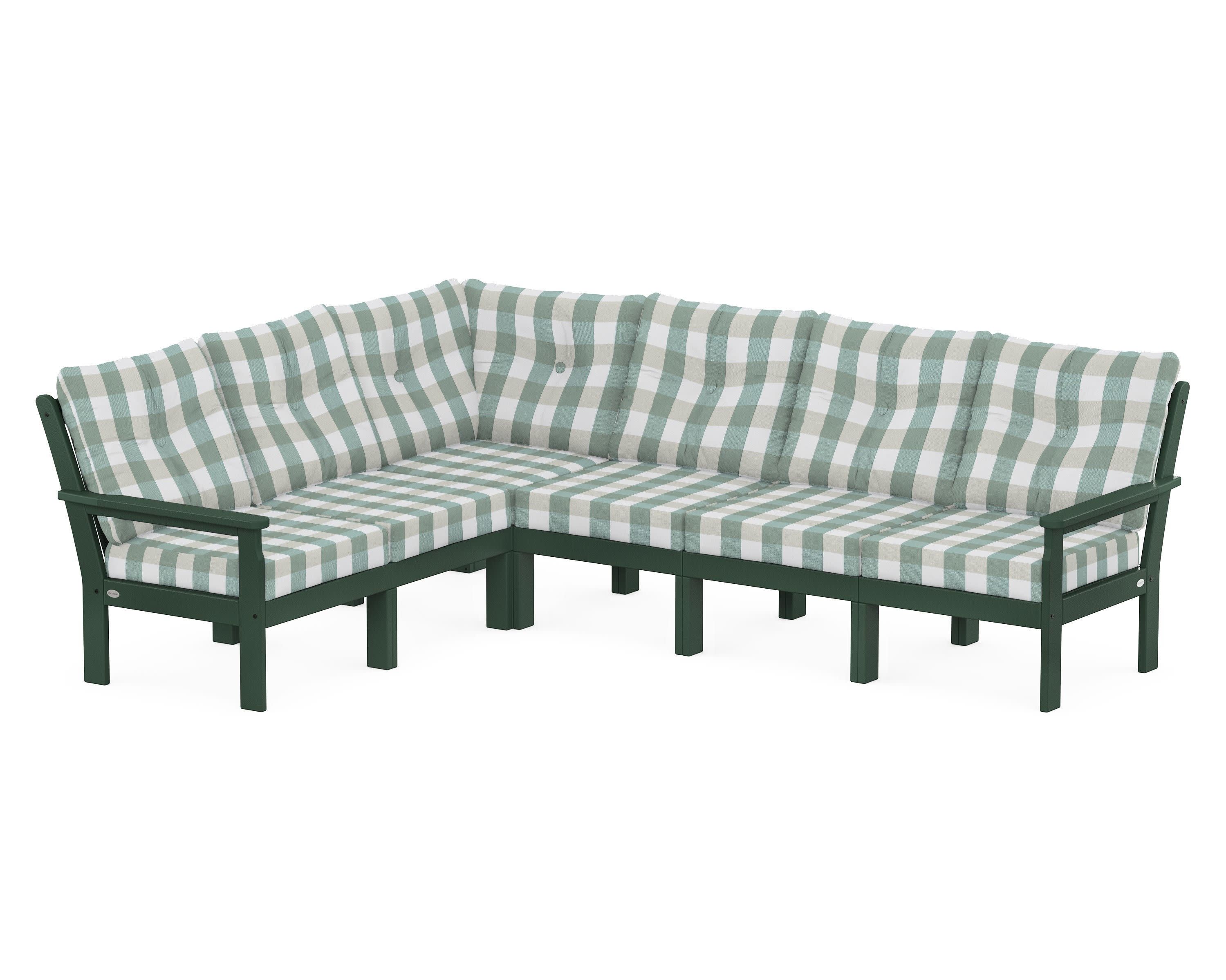 Vineyard 6-Piece Sectional in Green / Buffalo Plaid Glacier Spa