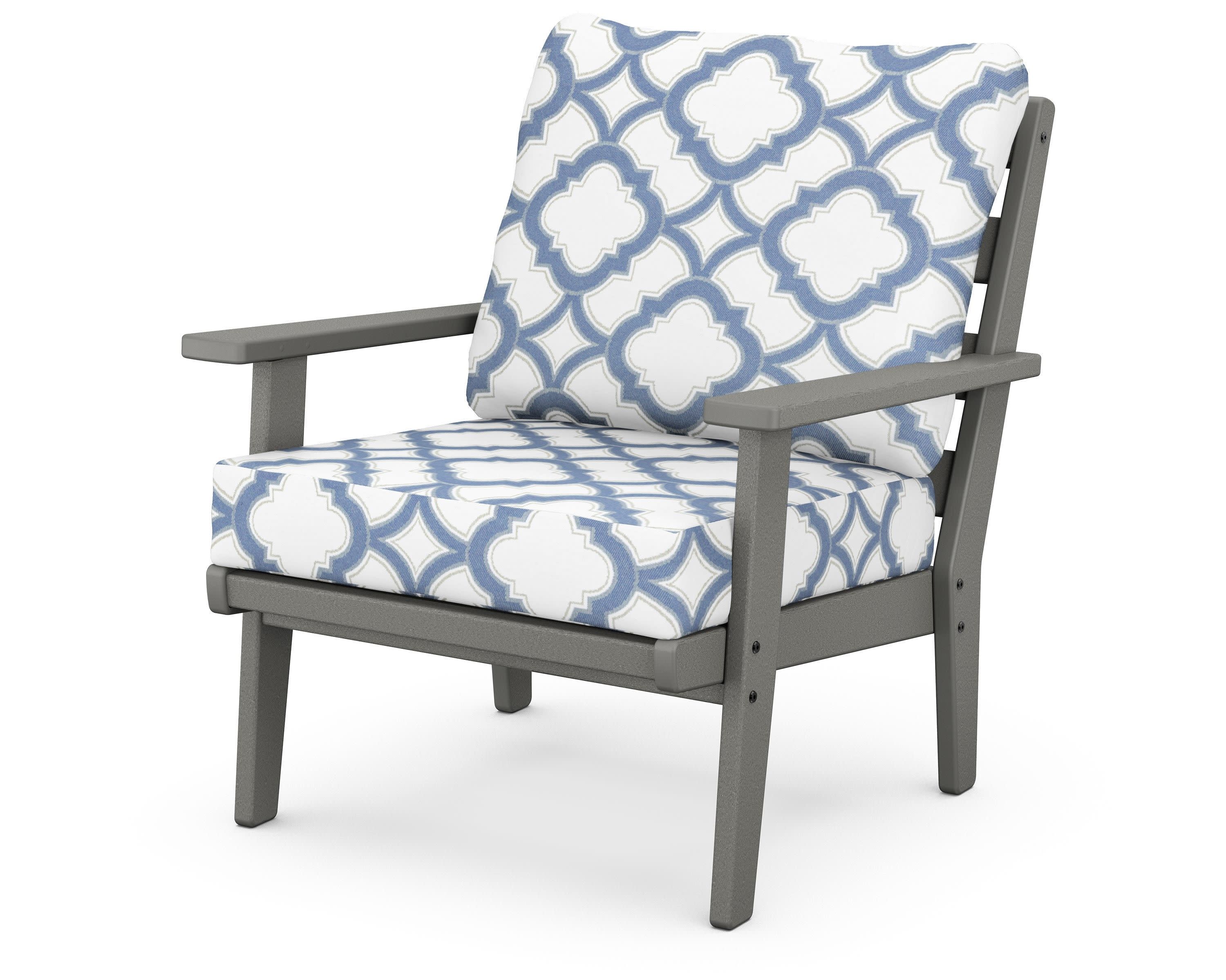 Grant Park Deep Seating Chair in Slate Grey / Trellis Sky Blue