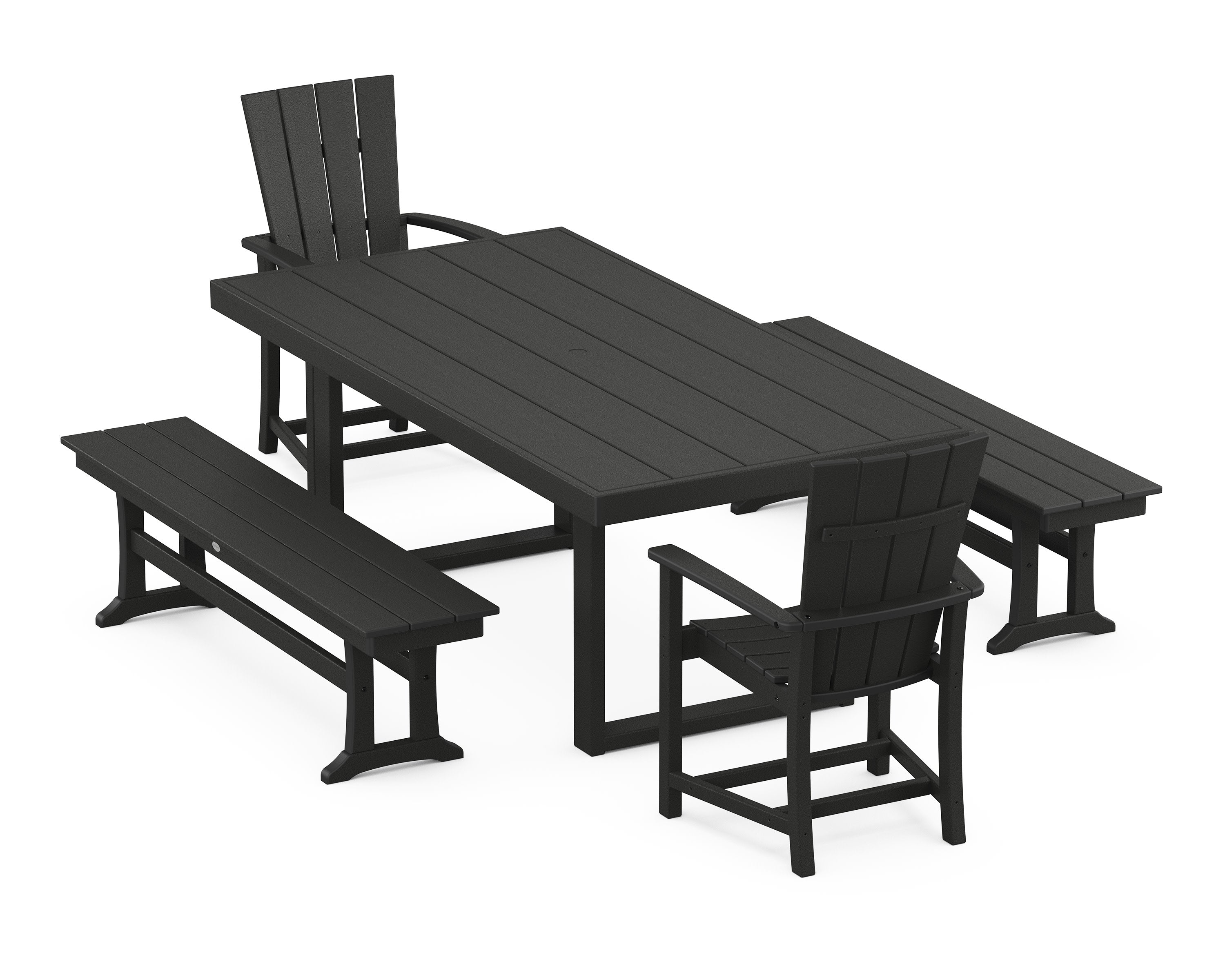 Quattro 5-Piece Dining Set with Benches in Black