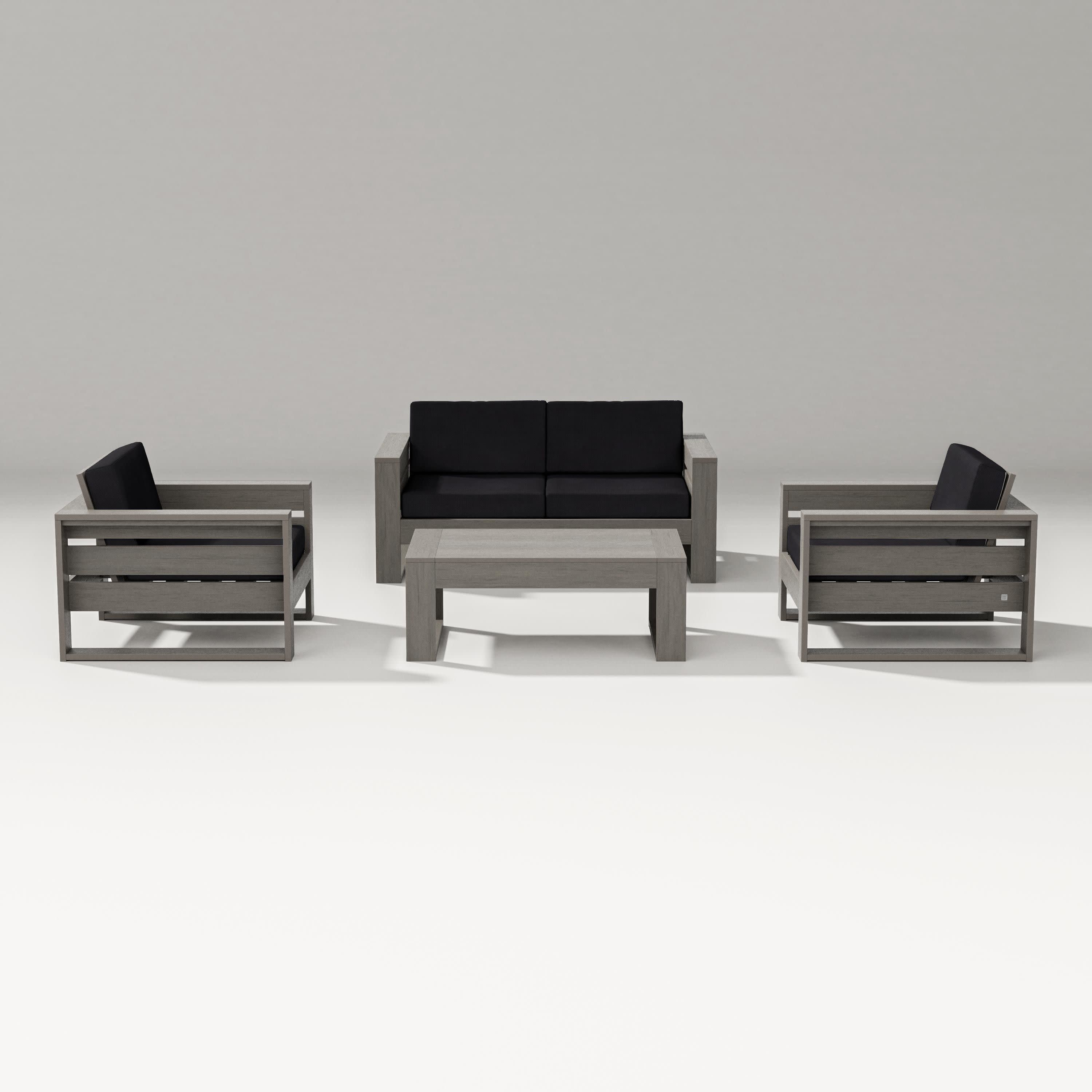 Latitude 4-Piece Lounge Loveseat Set in Driftwood / Midnight Linen