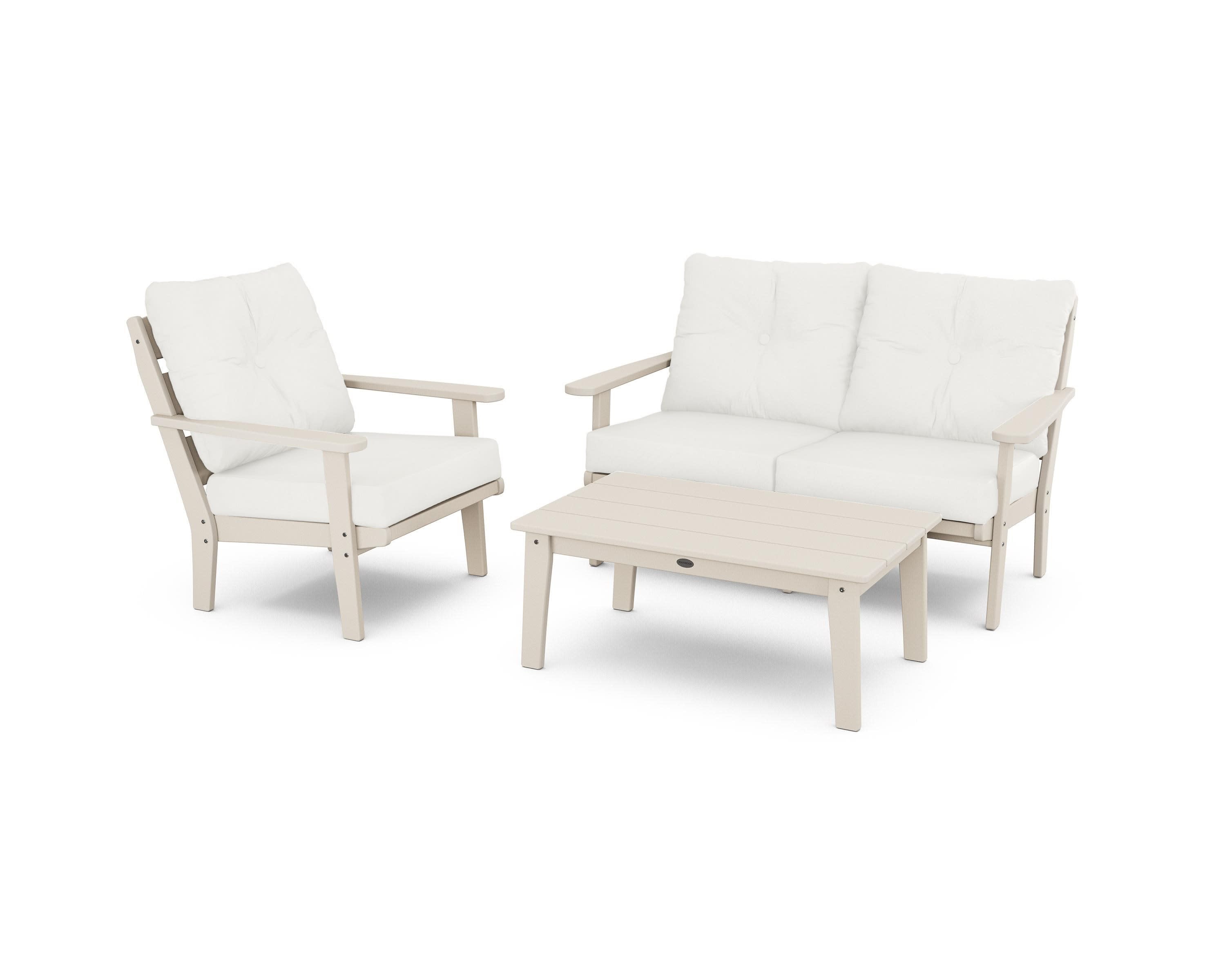 Lakeside 3-Piece Deep Seating Set in Sand / Natural Linen