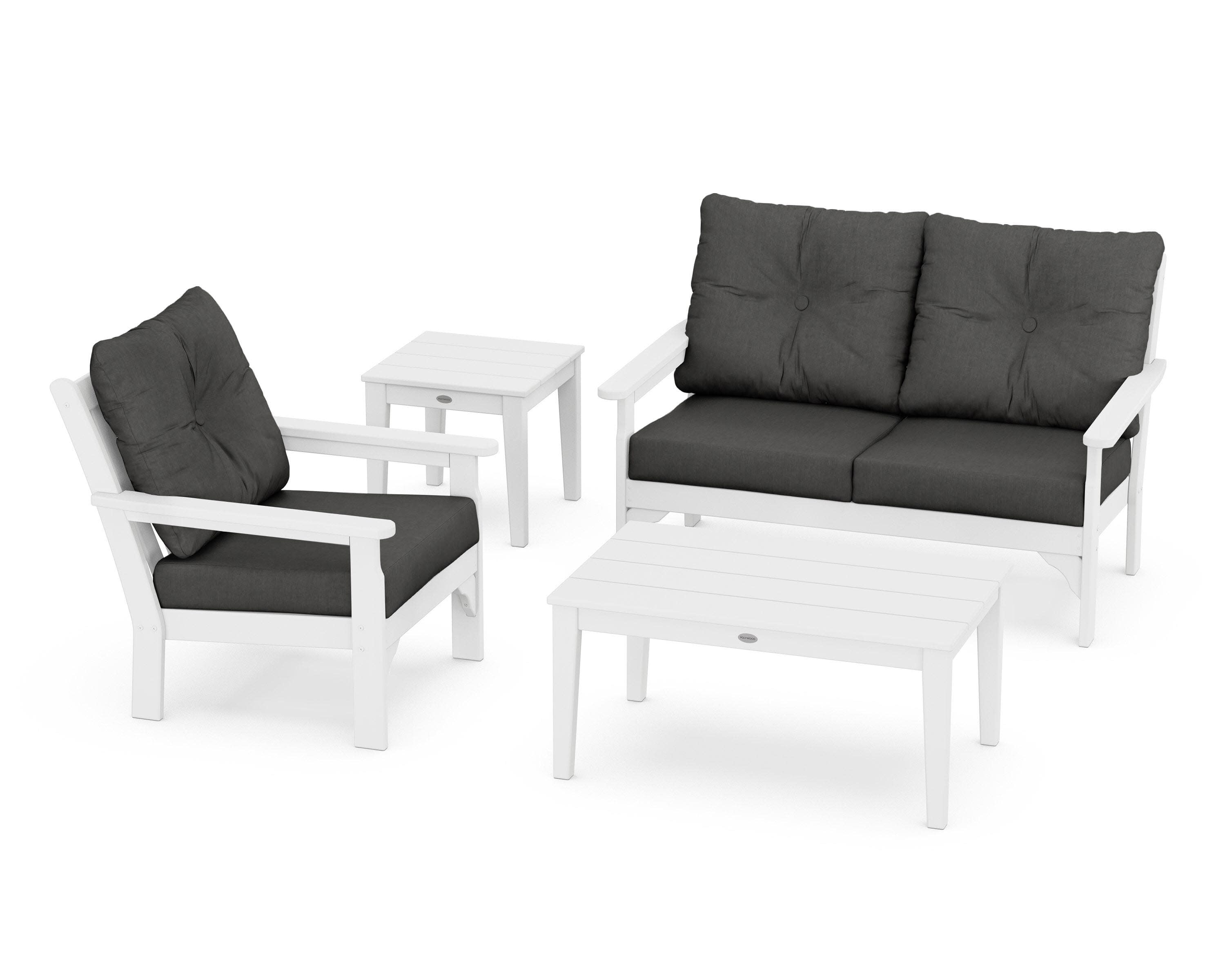Vineyard 4-Piece Deep Seating Set in White / Spectrum Carbon