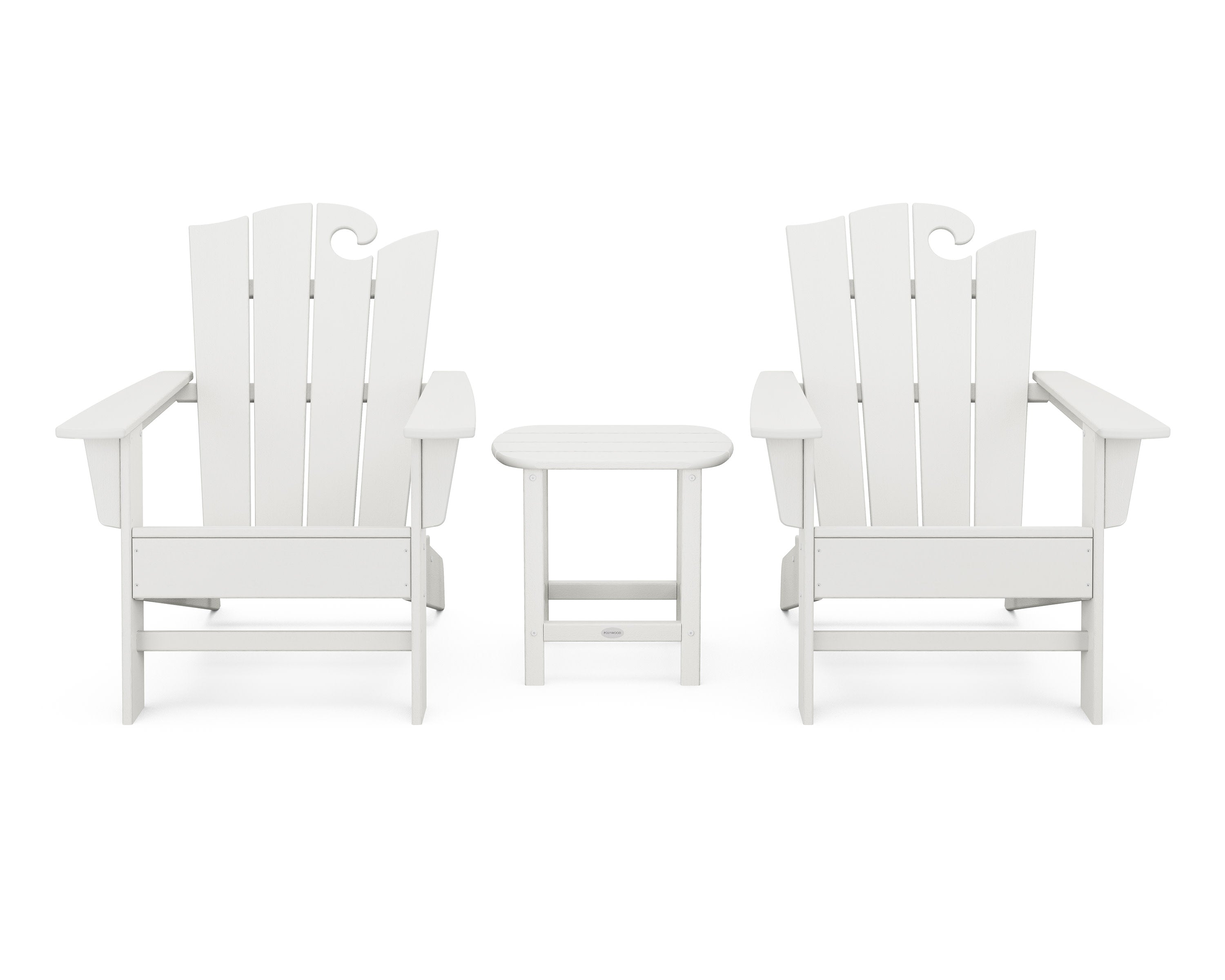 Wave 3-Piece Adirondack Set with The Ocean Chair in Vintage White