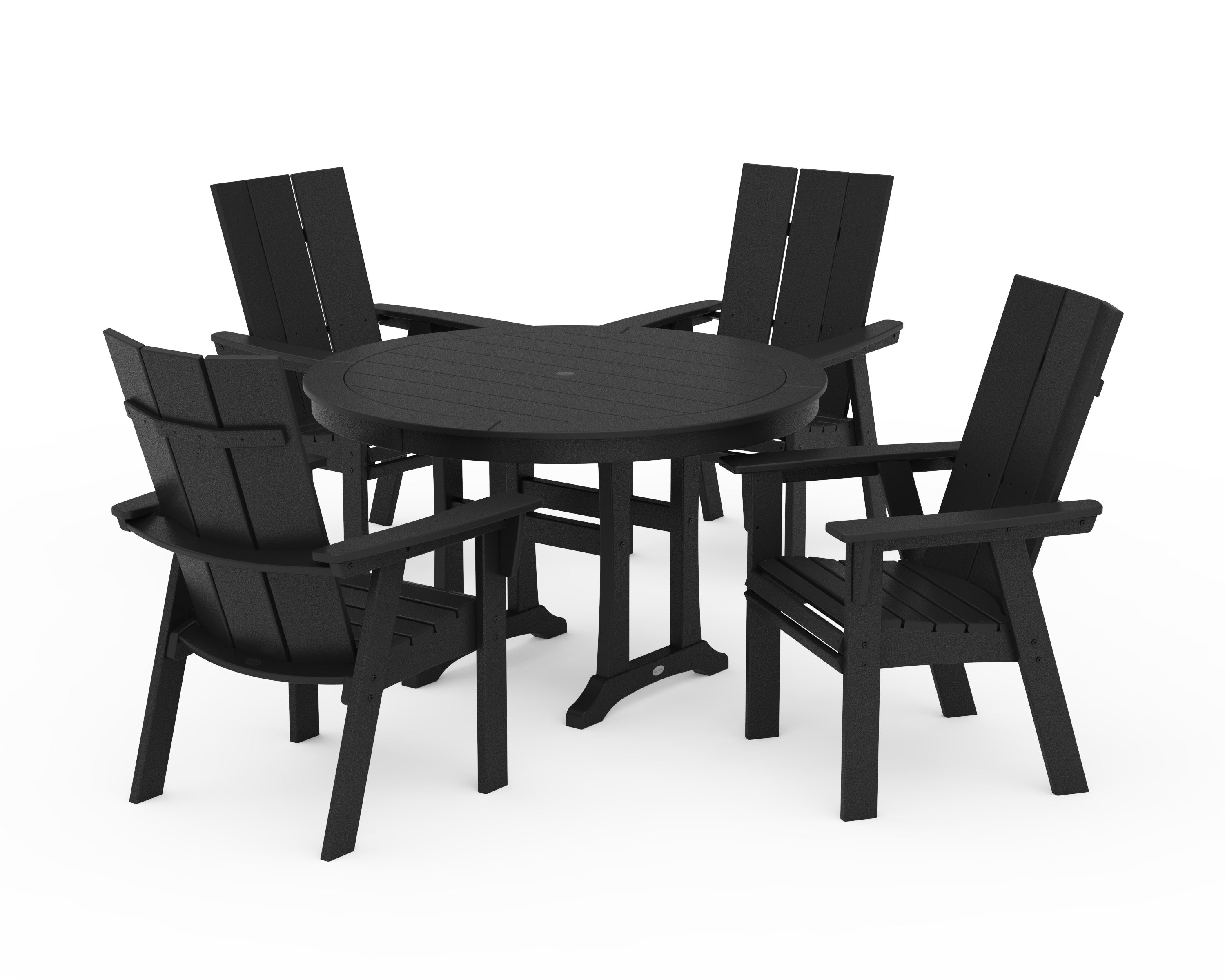 Modern Curveback Adirondack 5-Piece Nautical Trestle Dining Set in Black