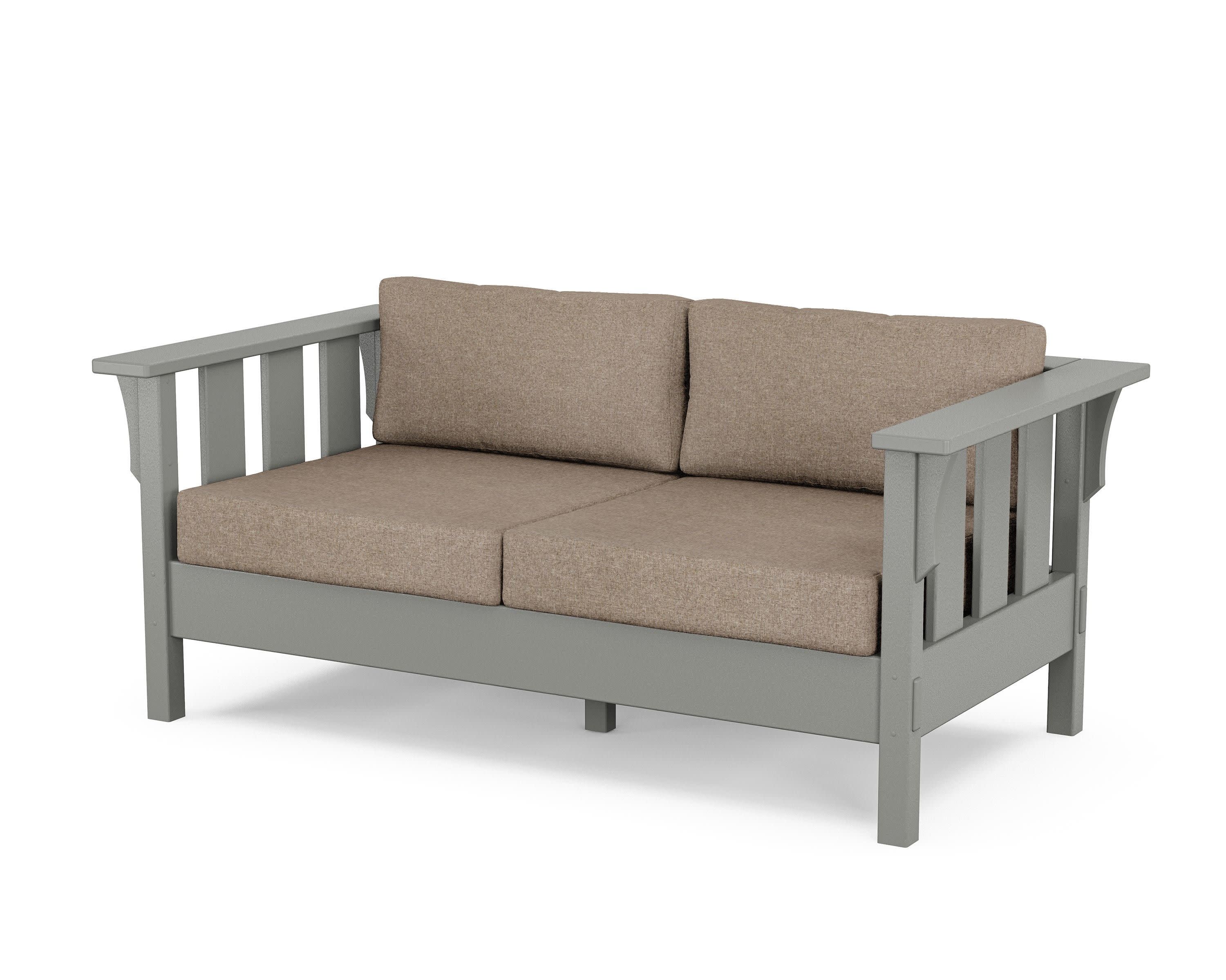 Acadia Deep Seating Loveseat in Slate Grey / Spiced Burlap
