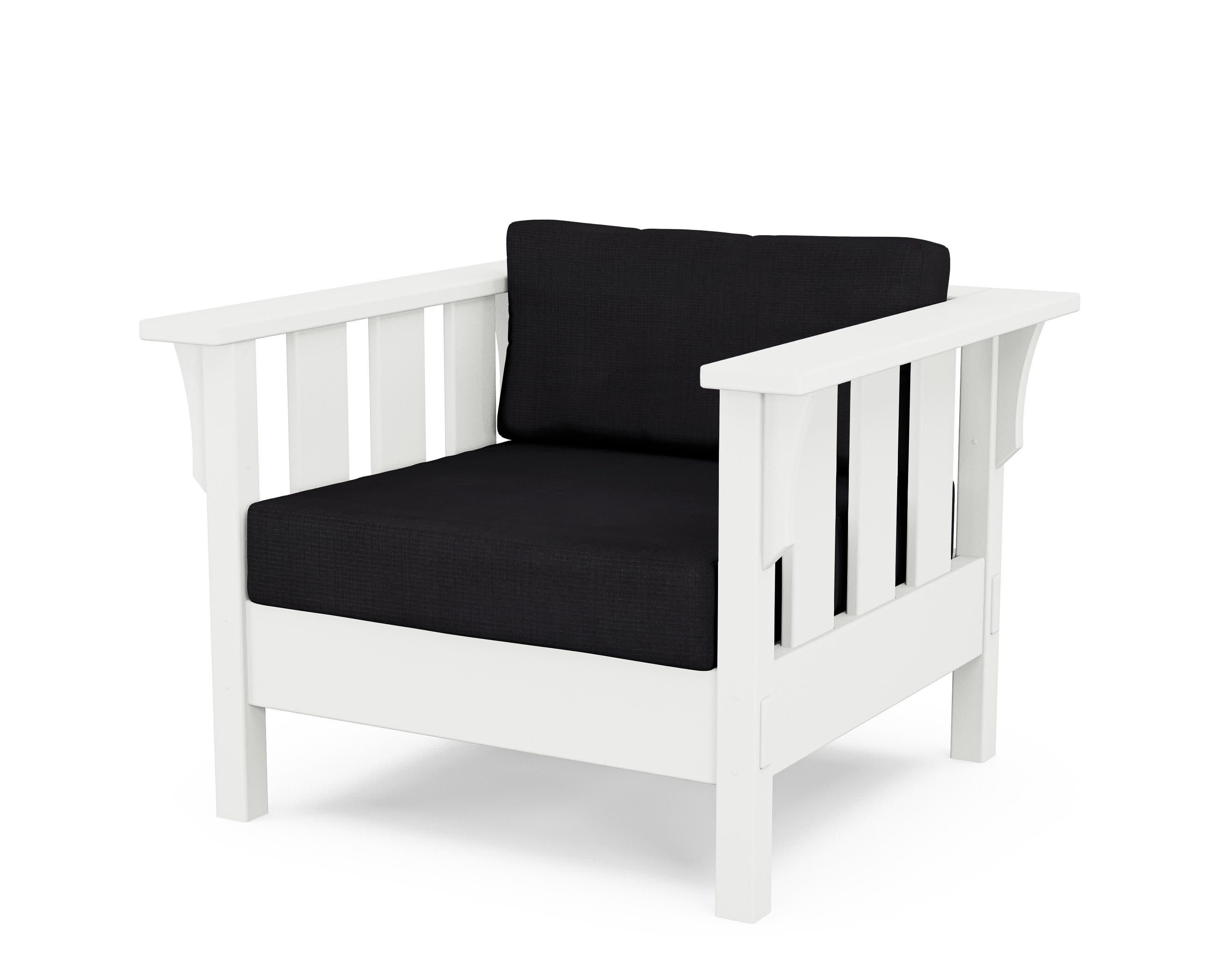 Acadia Deep Seating Chair in White / Midnight Linen
