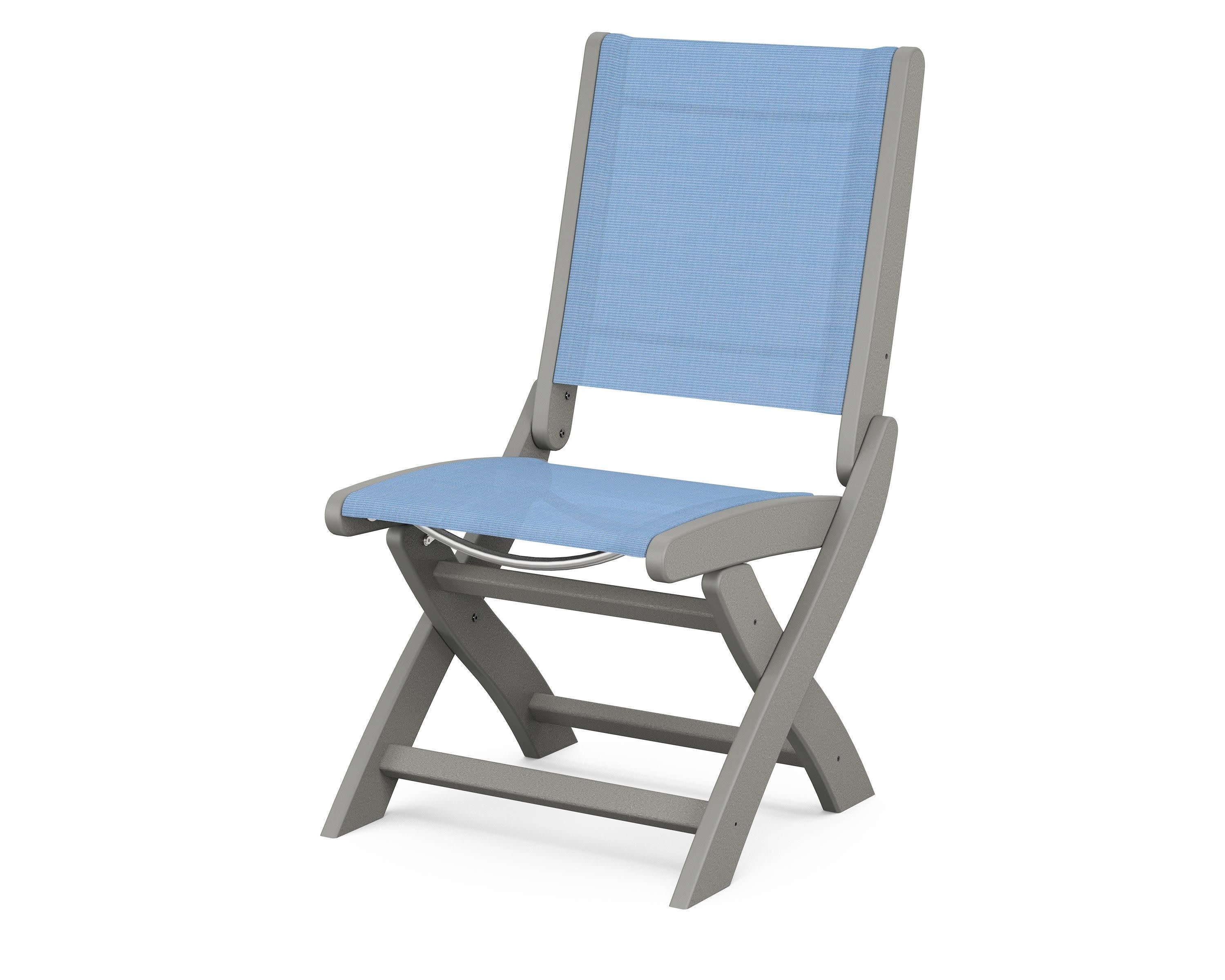 Coastal Folding Side Chair in Slate Grey / Poolside Sling