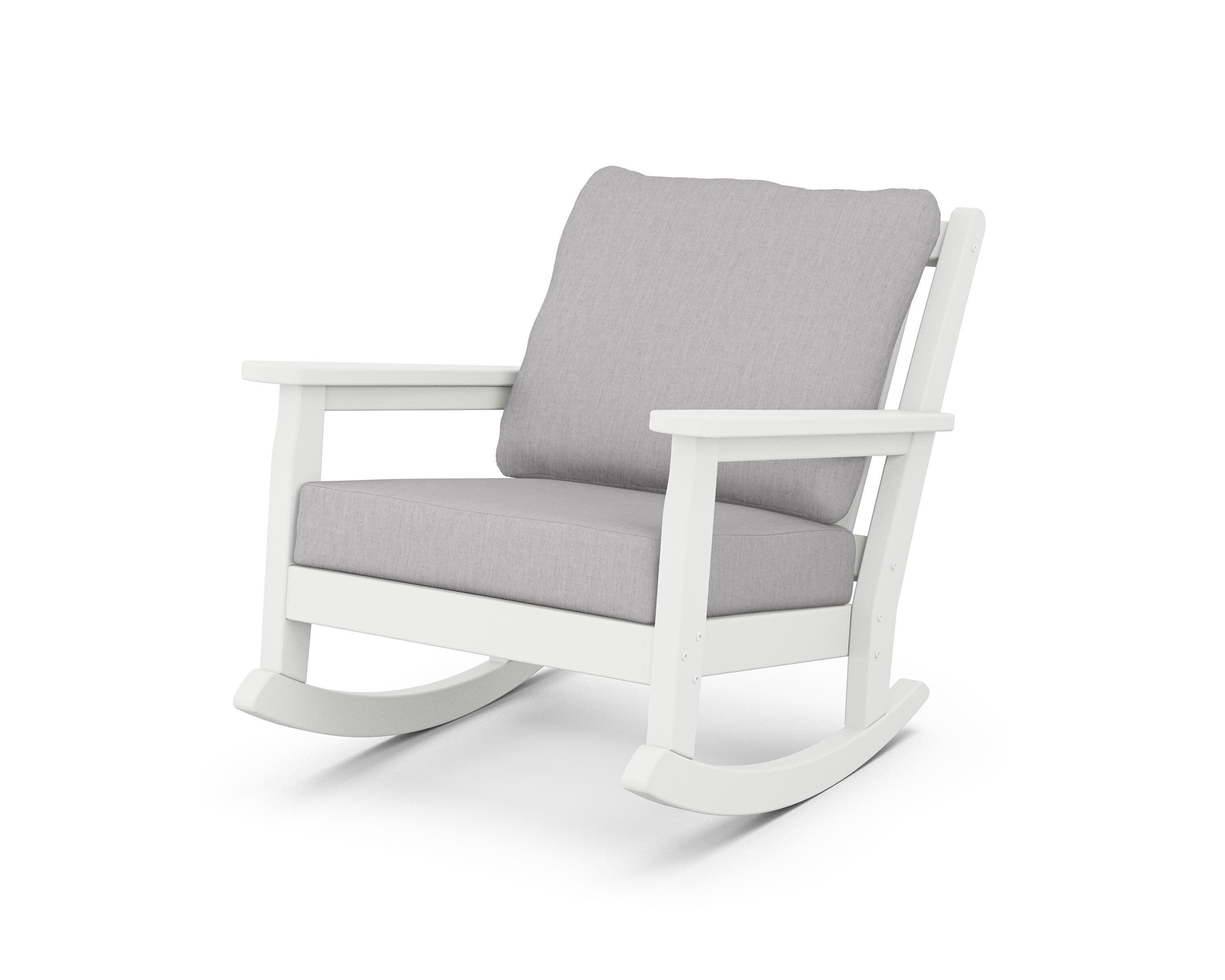 Chippendale Deep Seating Rocking Chair in White / Granite