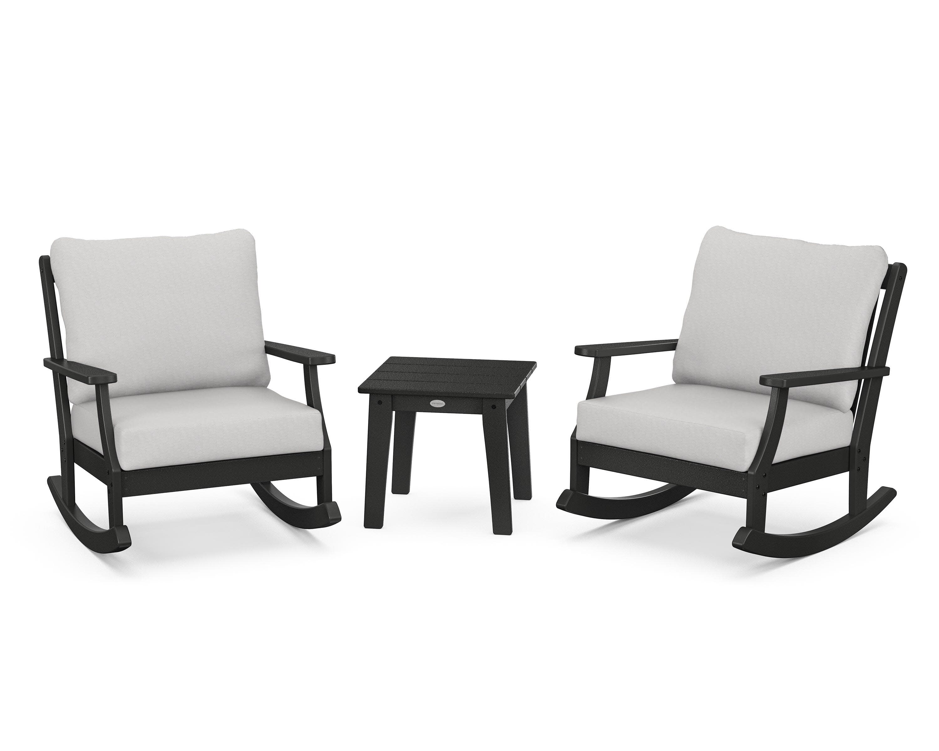 Braxton 3-Piece Deep Seating Rocker Set in Black / Diamond in the Rough