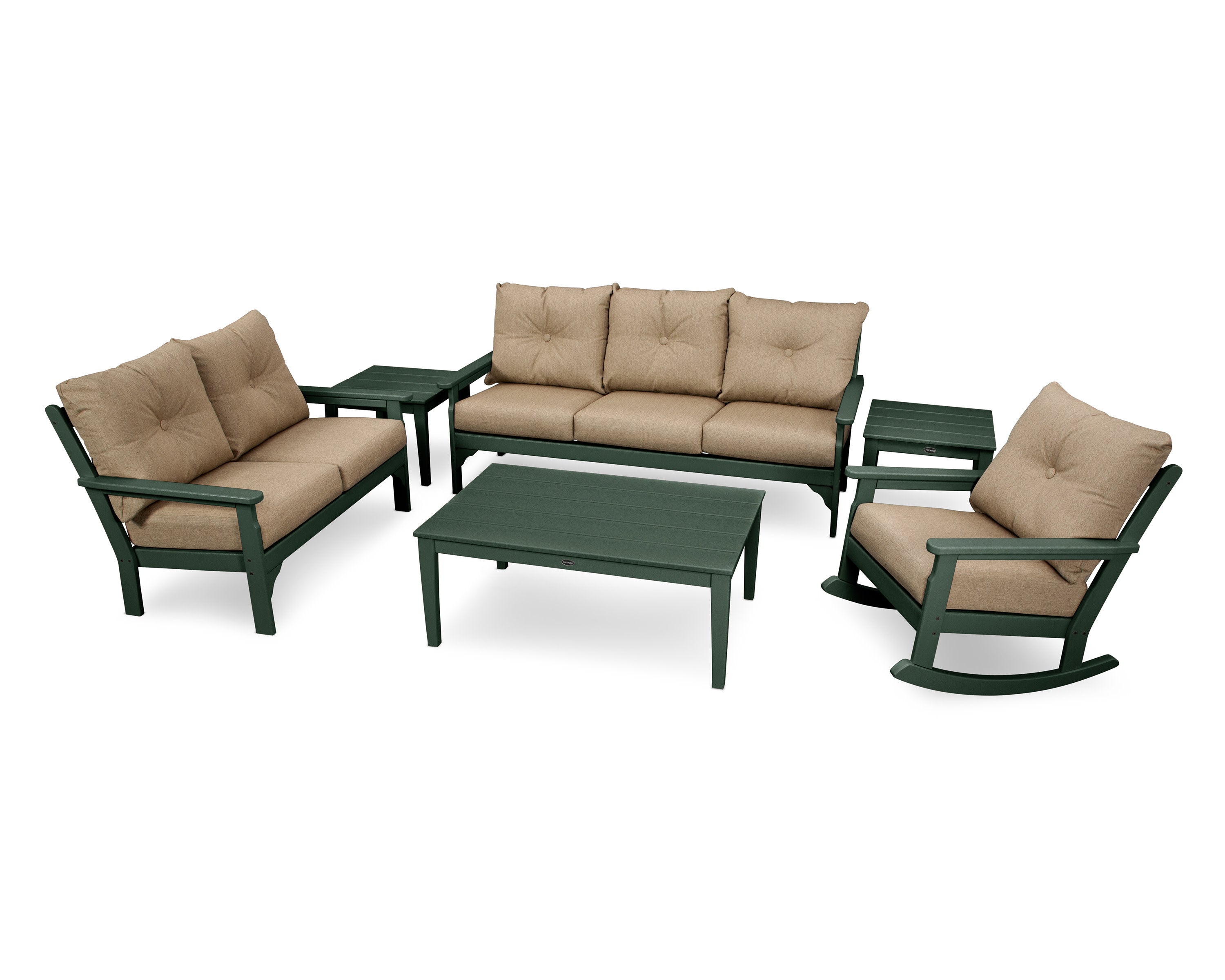 Vineyard 6-Piece Deep Seating Set in Green / Sesame
