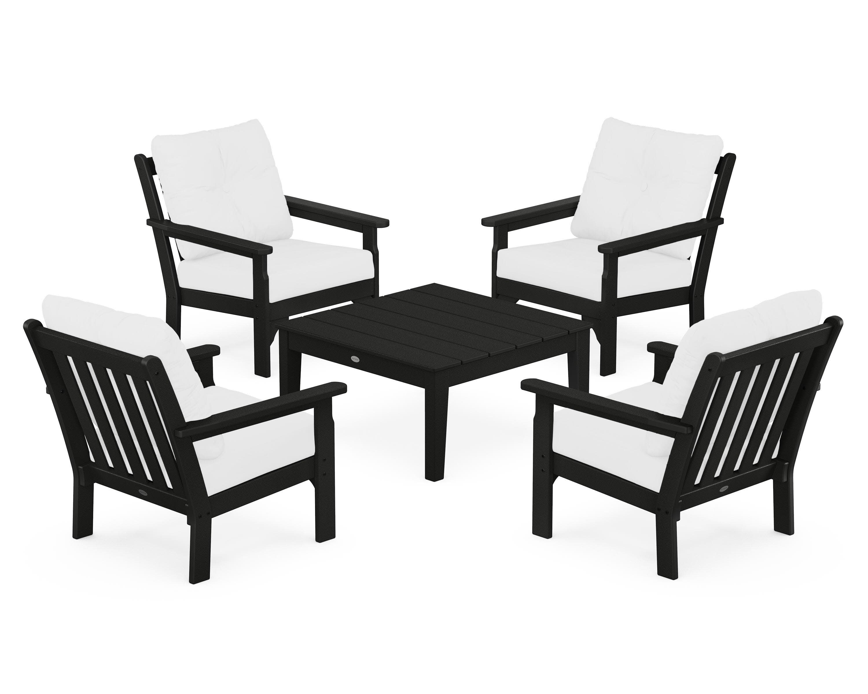 Vineyard 5-Piece Deep Seating Conversation Set in Black / Natural