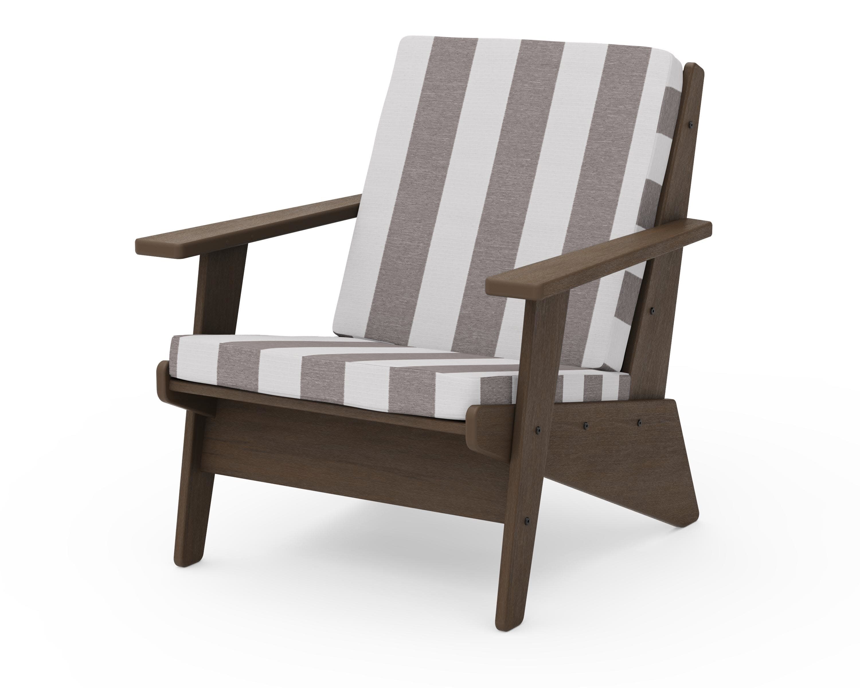 Riviera Modern Lounge Chair in Kona / Cabana Stripe Grey Mist