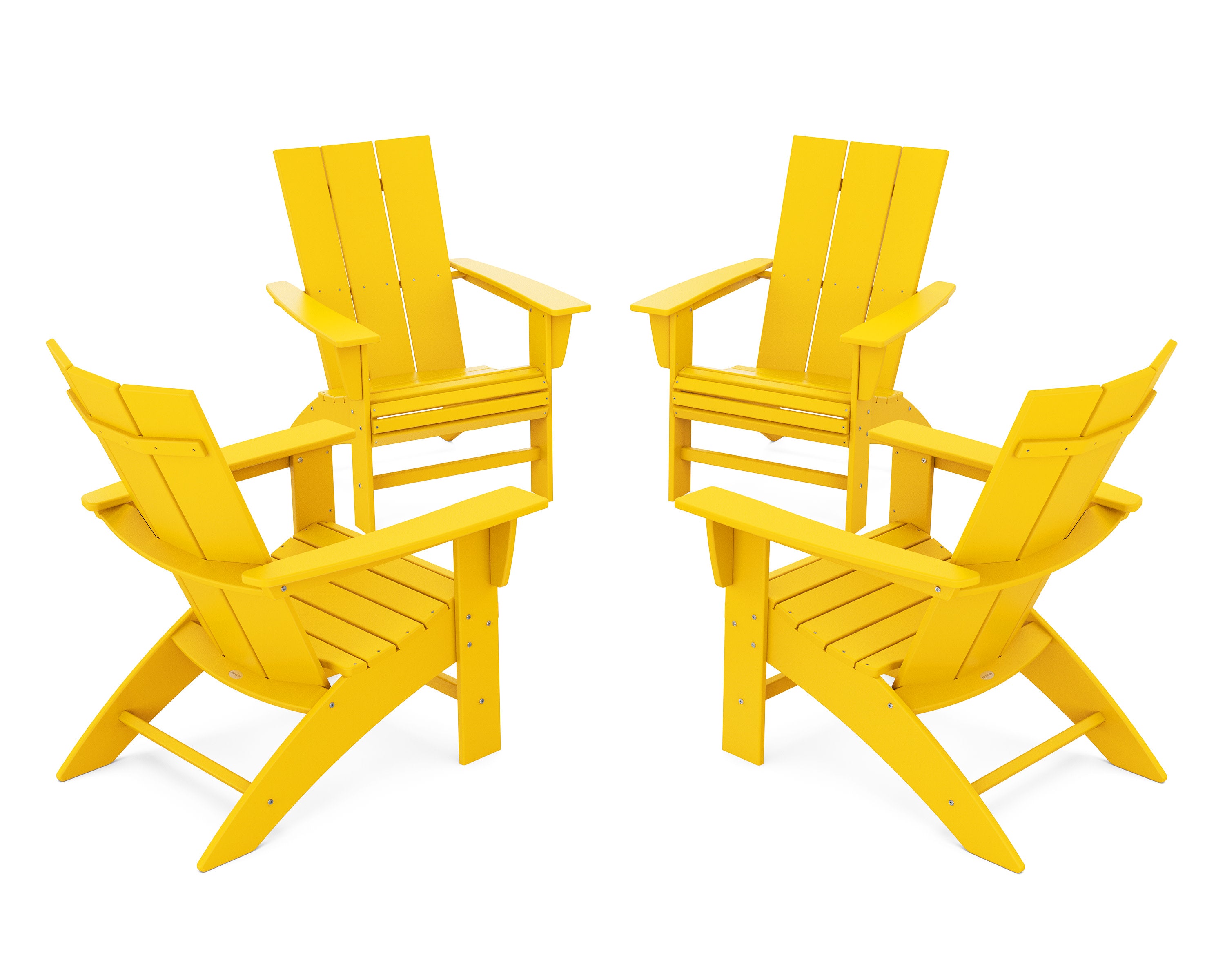4-Piece Modern Curveback Adirondack Conversation Set in Lemon