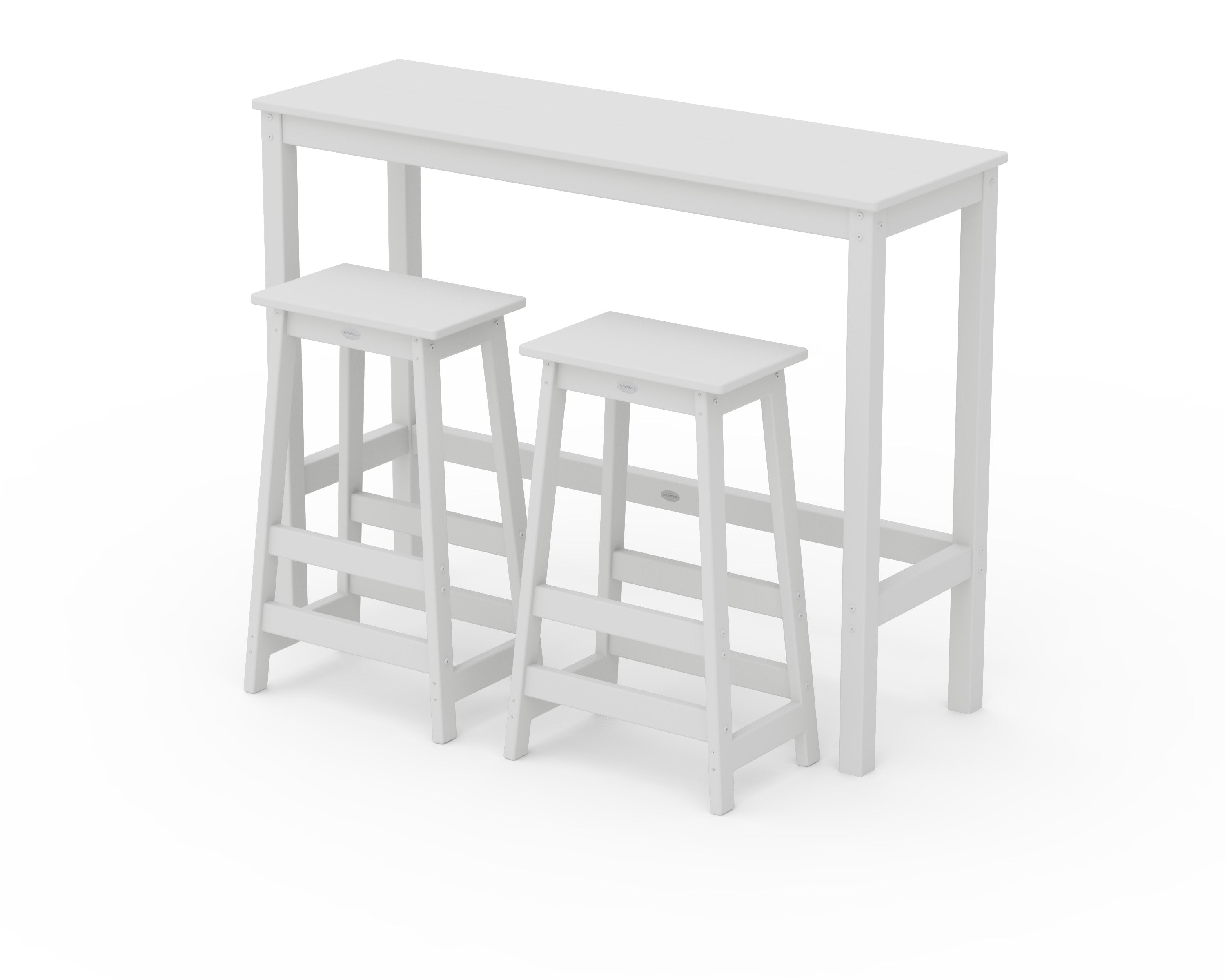 Modern Studio Stool 3-Piece Bar Balcony Set in White