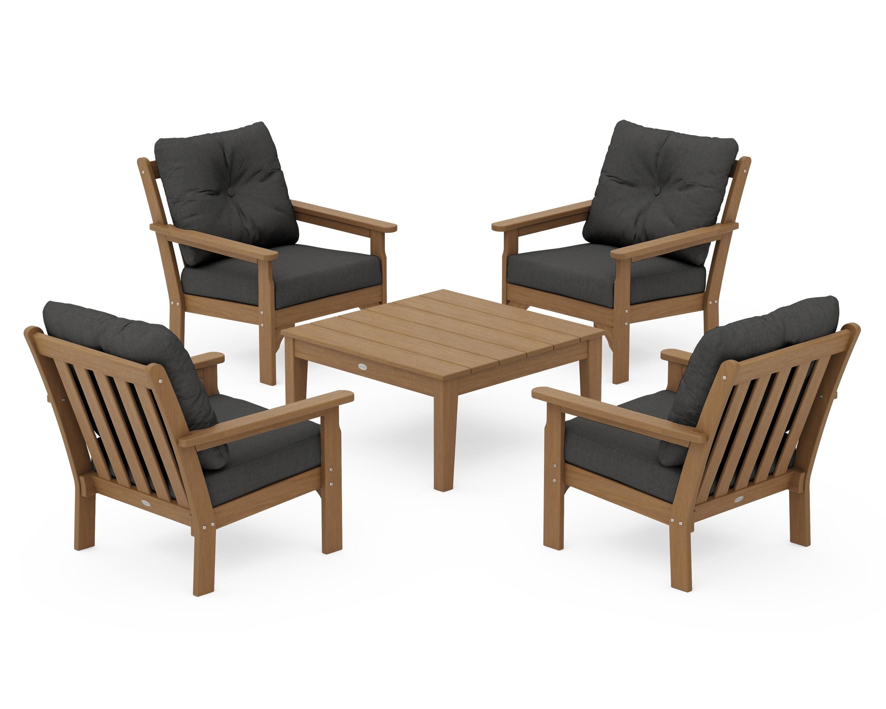 Vineyard 5-Piece Deep Seating Conversation Set in Natural / Spectrum Carbon