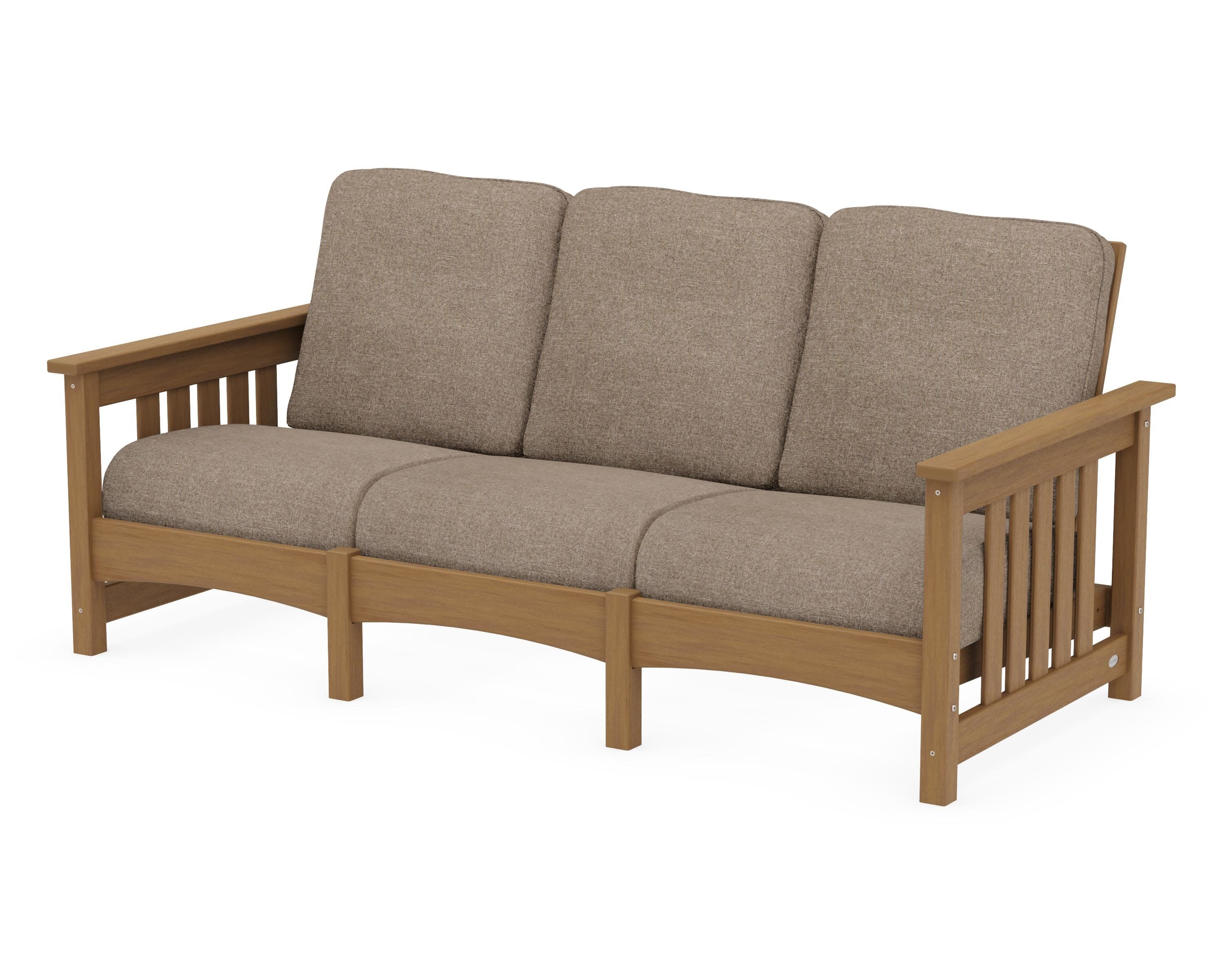 Club Mission Sofa in Natural / Spiced Burlap