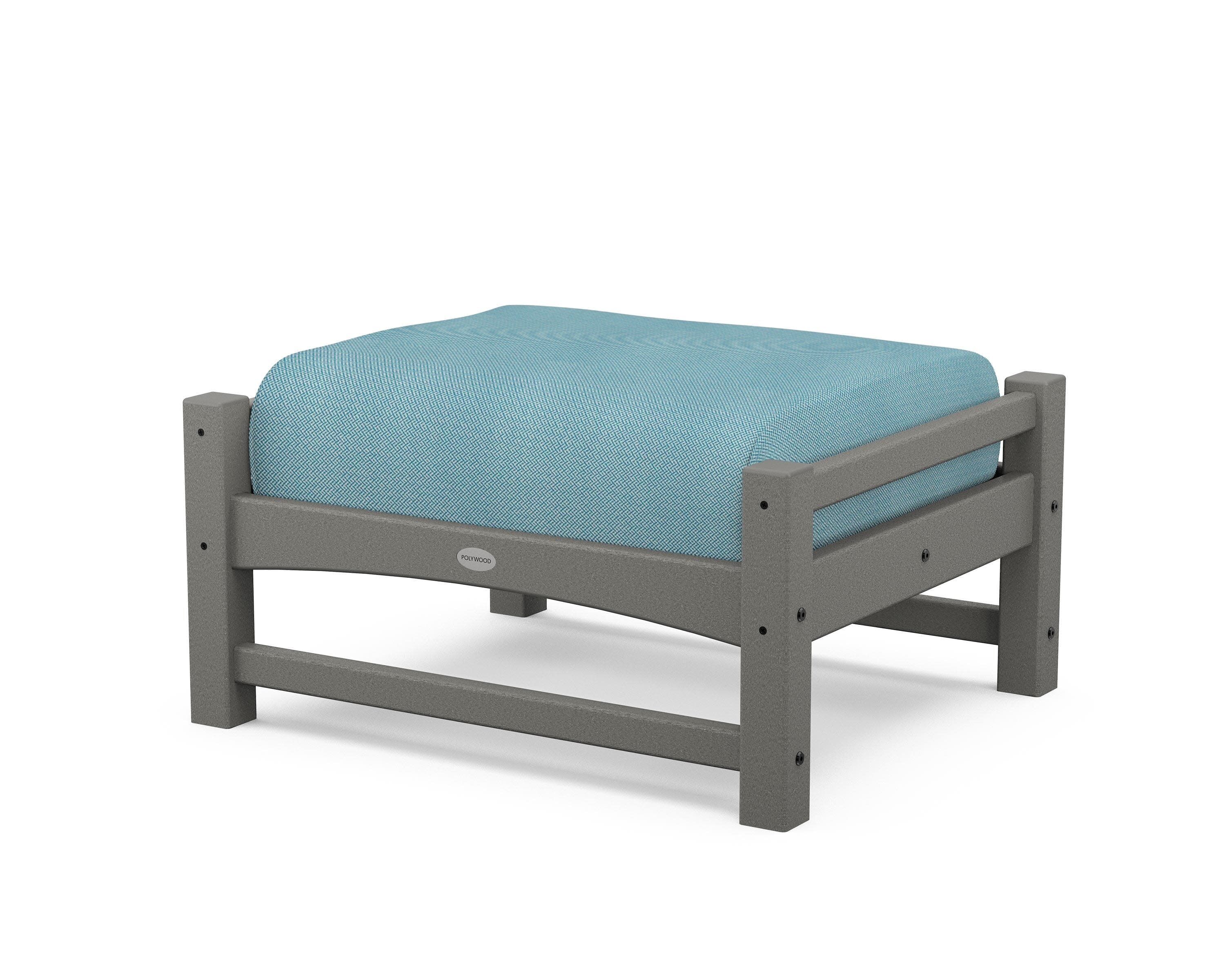 Club Ottoman in Slate Grey / Lattice Sky Blue