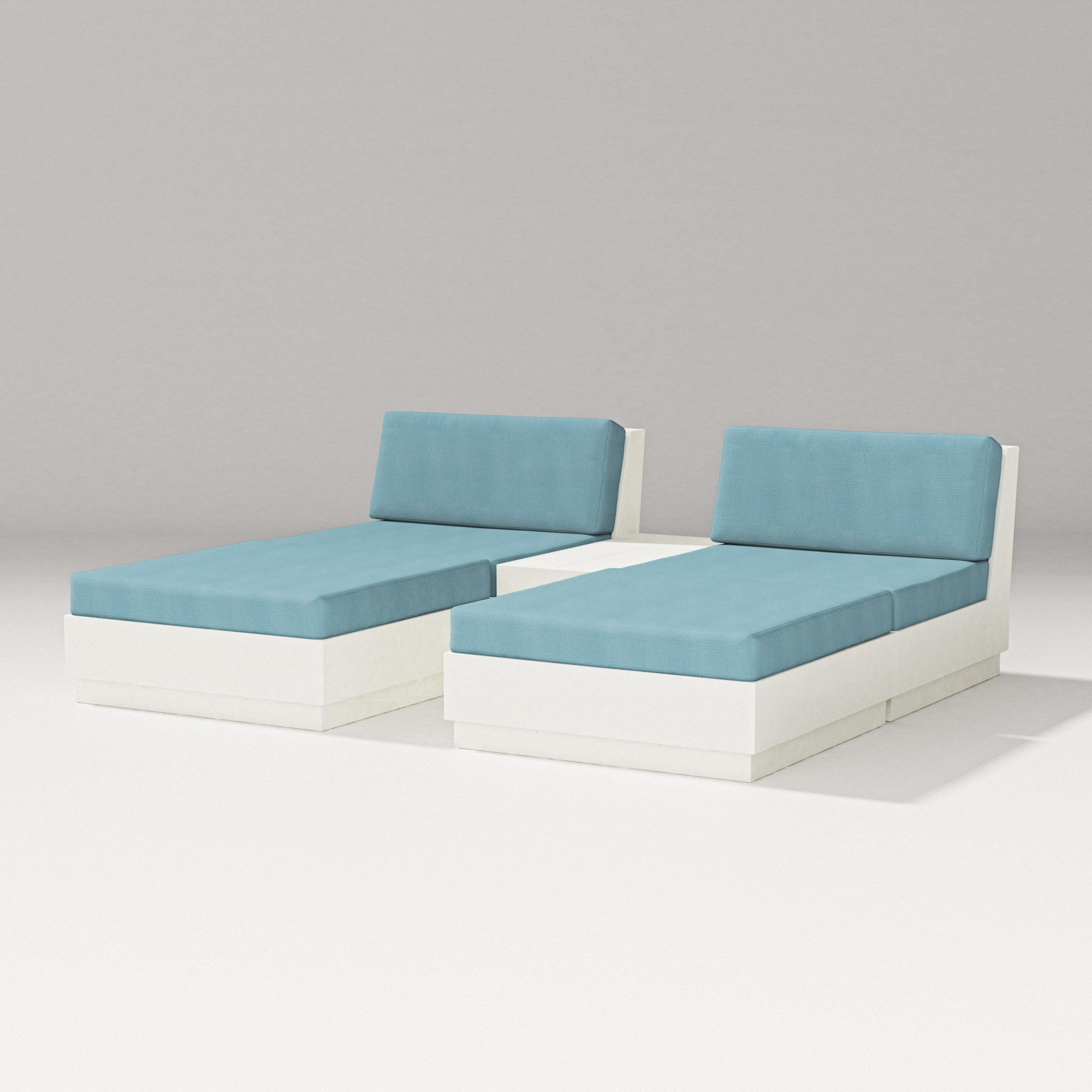 Elevate Double Chaise Set in Vintage White / Lattice Sky Blue
