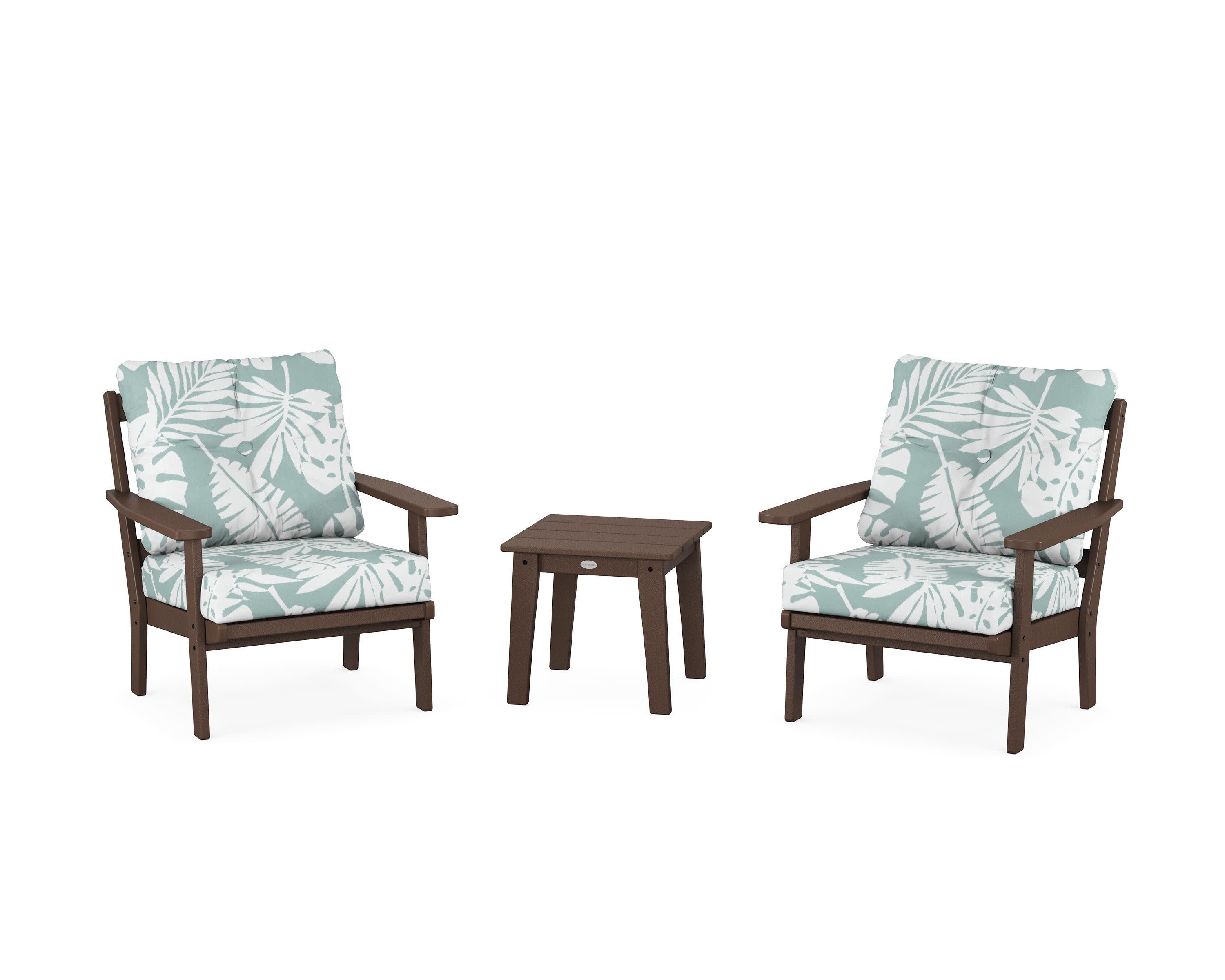 Oxford 3-Piece Deep Seating Set in Mahogany / Leaf Glacier Spa