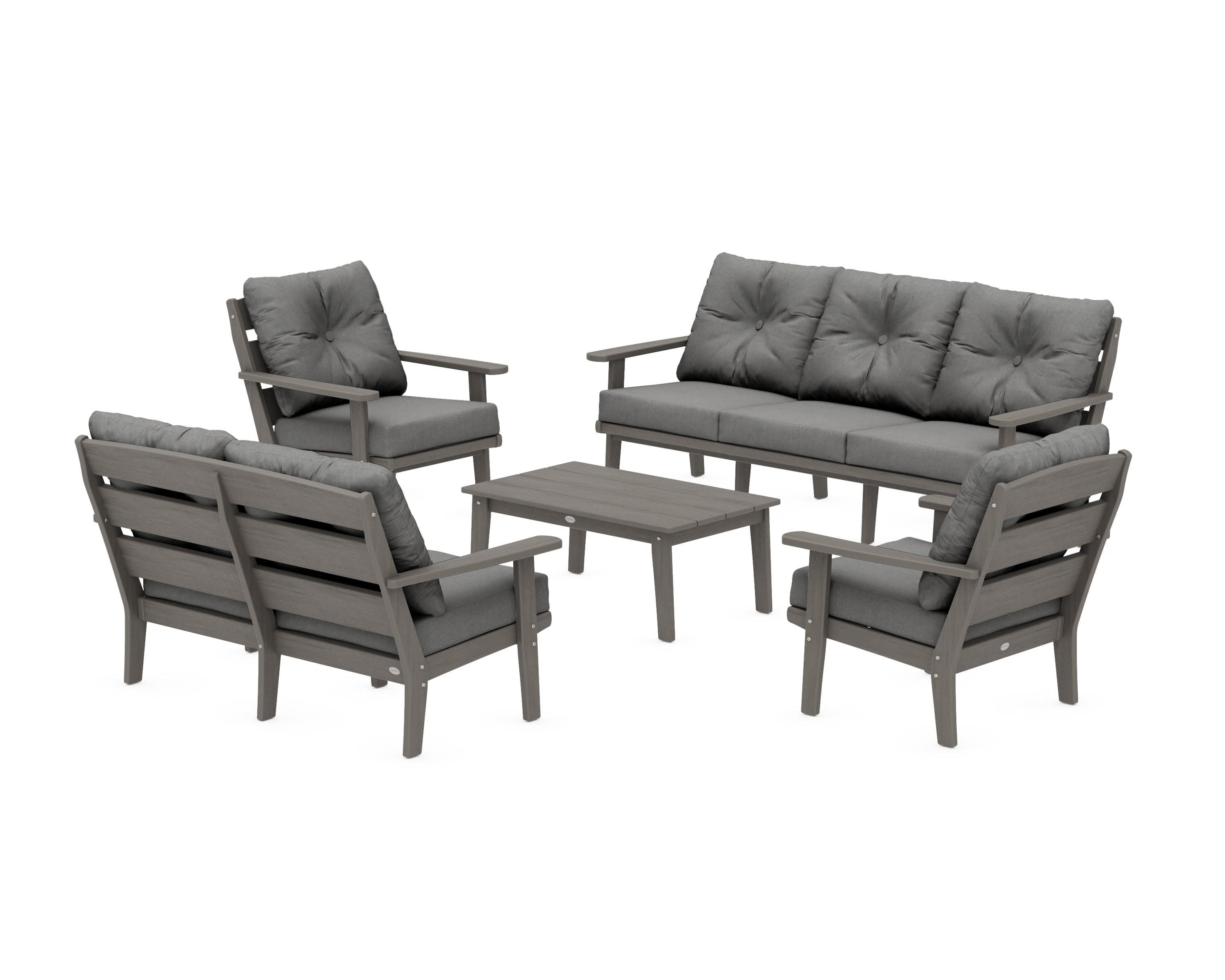 Lakeside 5-Piece Lounge Sofa Set in Driftwood / Spectrum Carbon