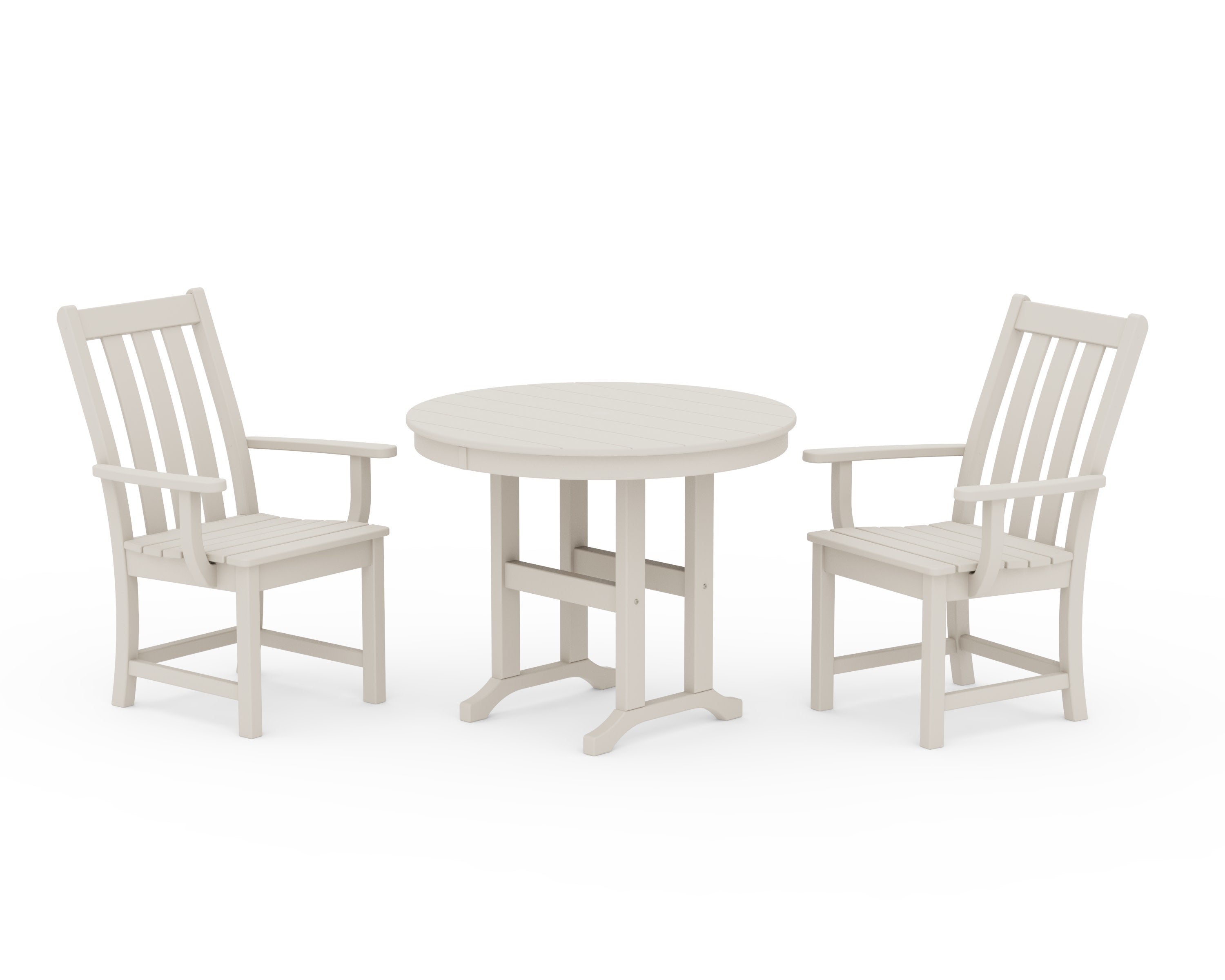 Vineyard 3-Piece Round Dining Set in Sand