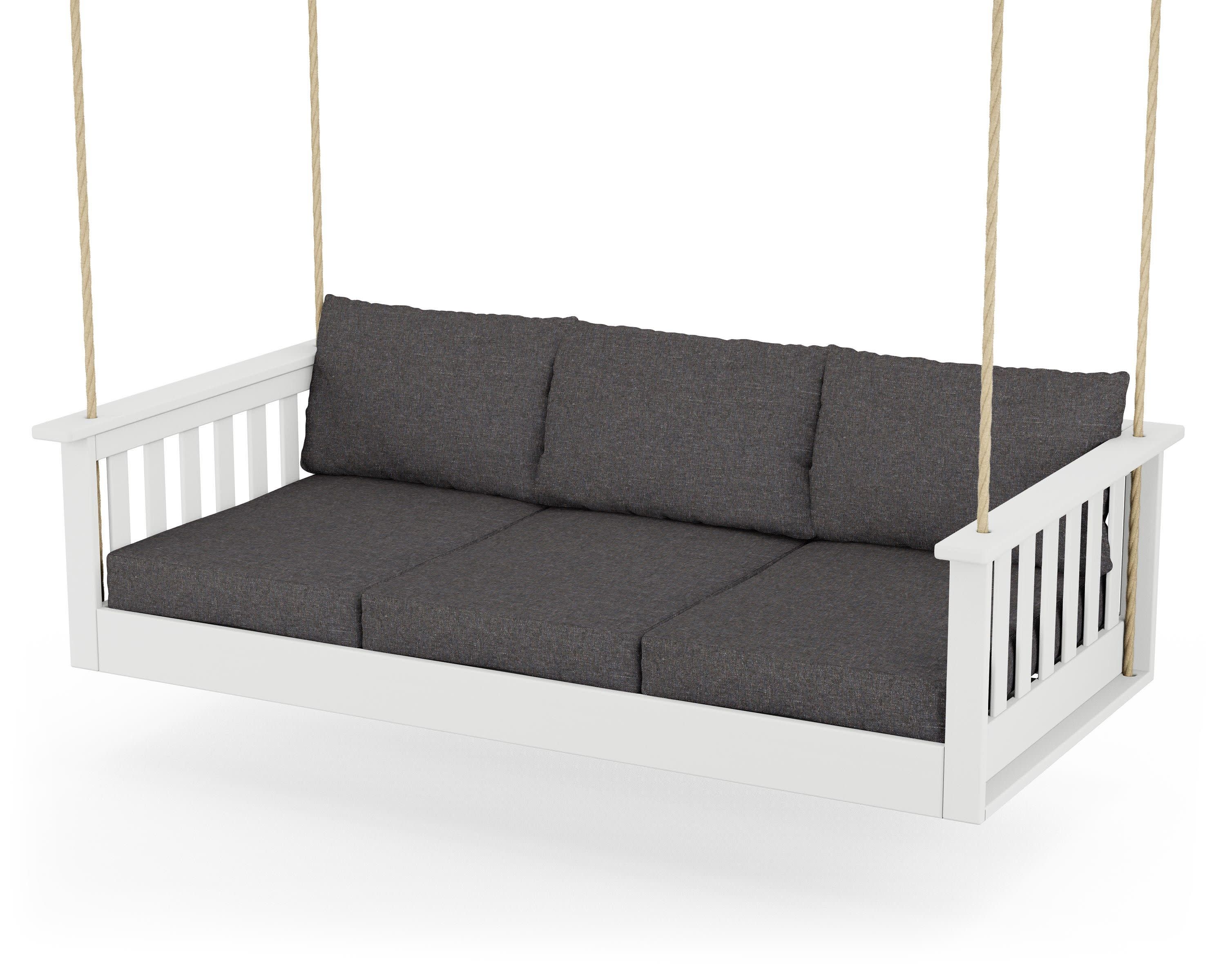 Vineyard Daybed Swing in White / Ash Charcoal