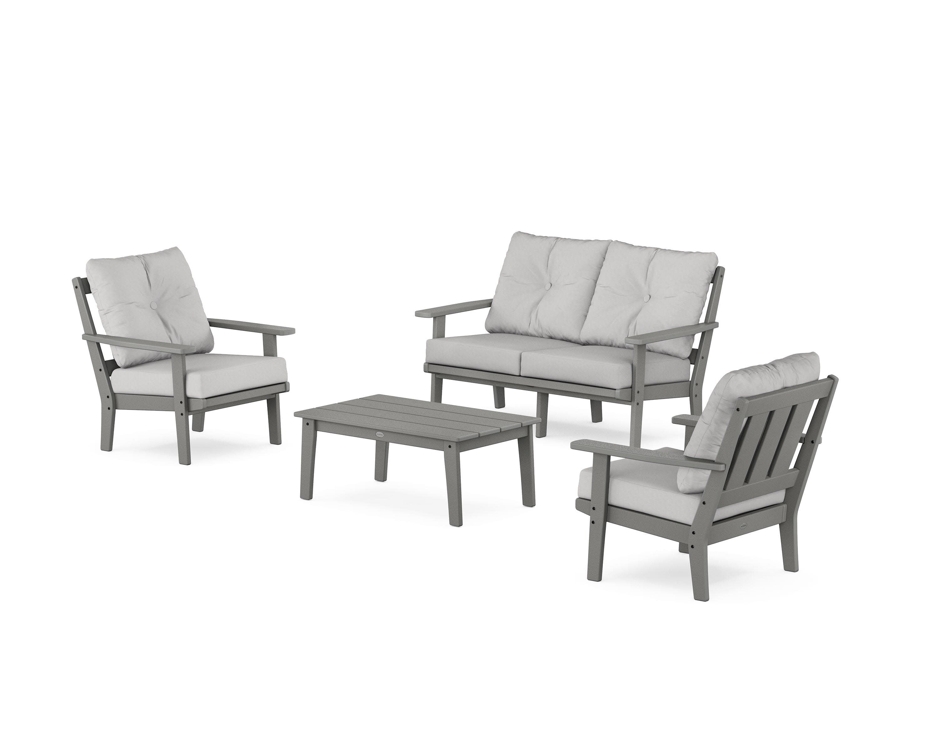 Oxford 4-Piece Deep Seating Set with Loveseat in Slate Grey / Diamond in the Rough