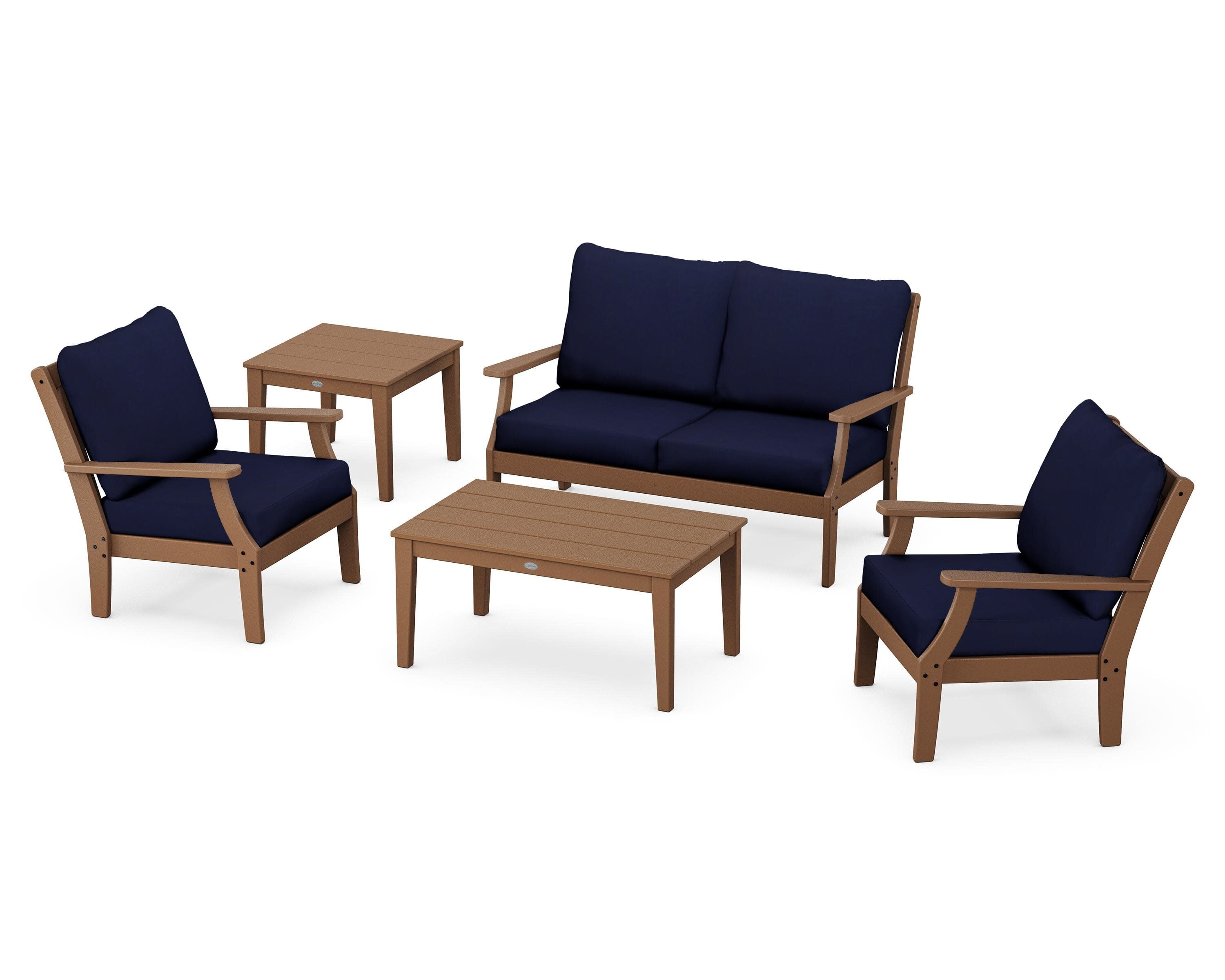 Braxton 5-Piece Deep Seating Set in Teak / Navy