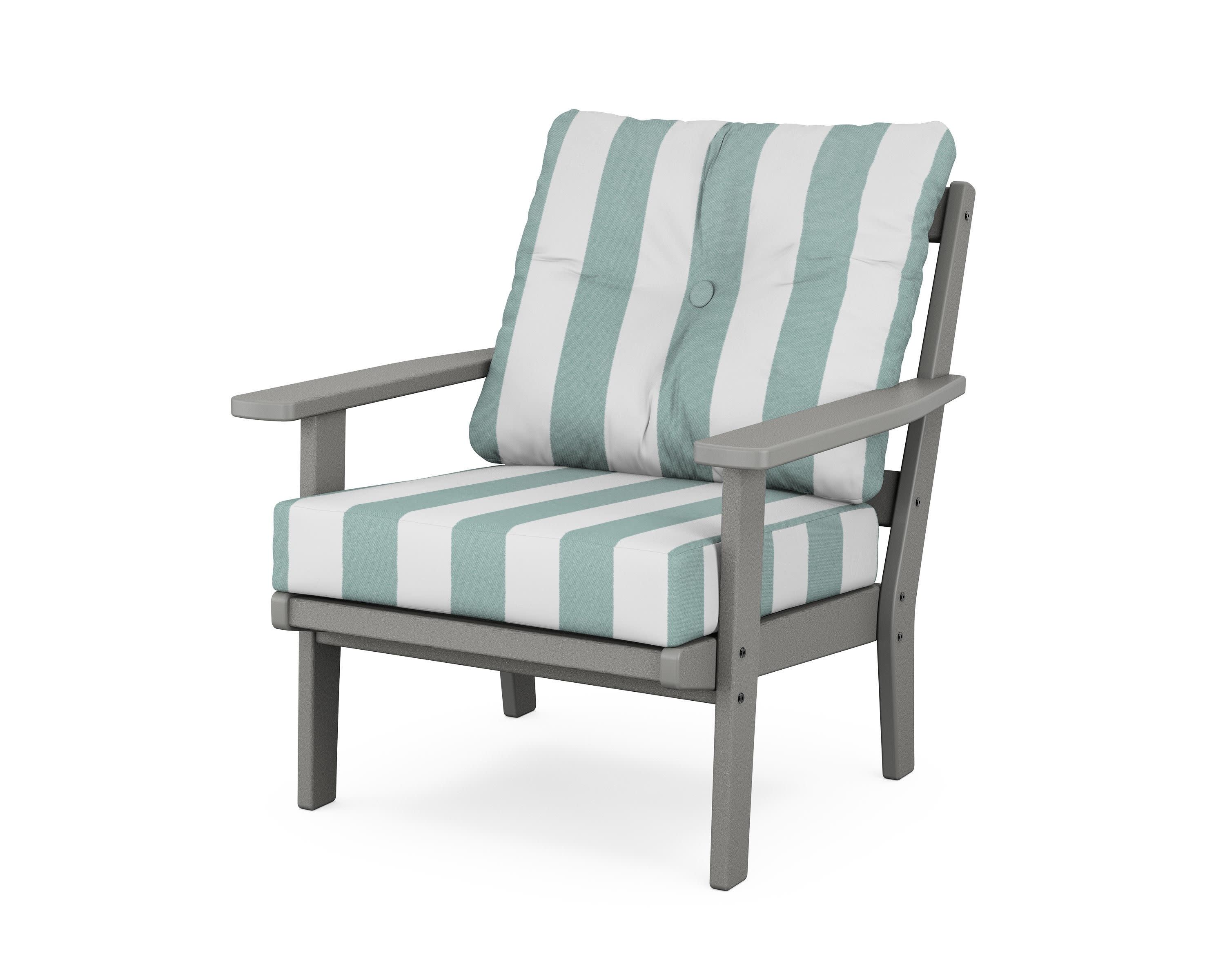 Oxford Deep Seating Chair in Slate Grey / Cabana Stripe Glacier Spa