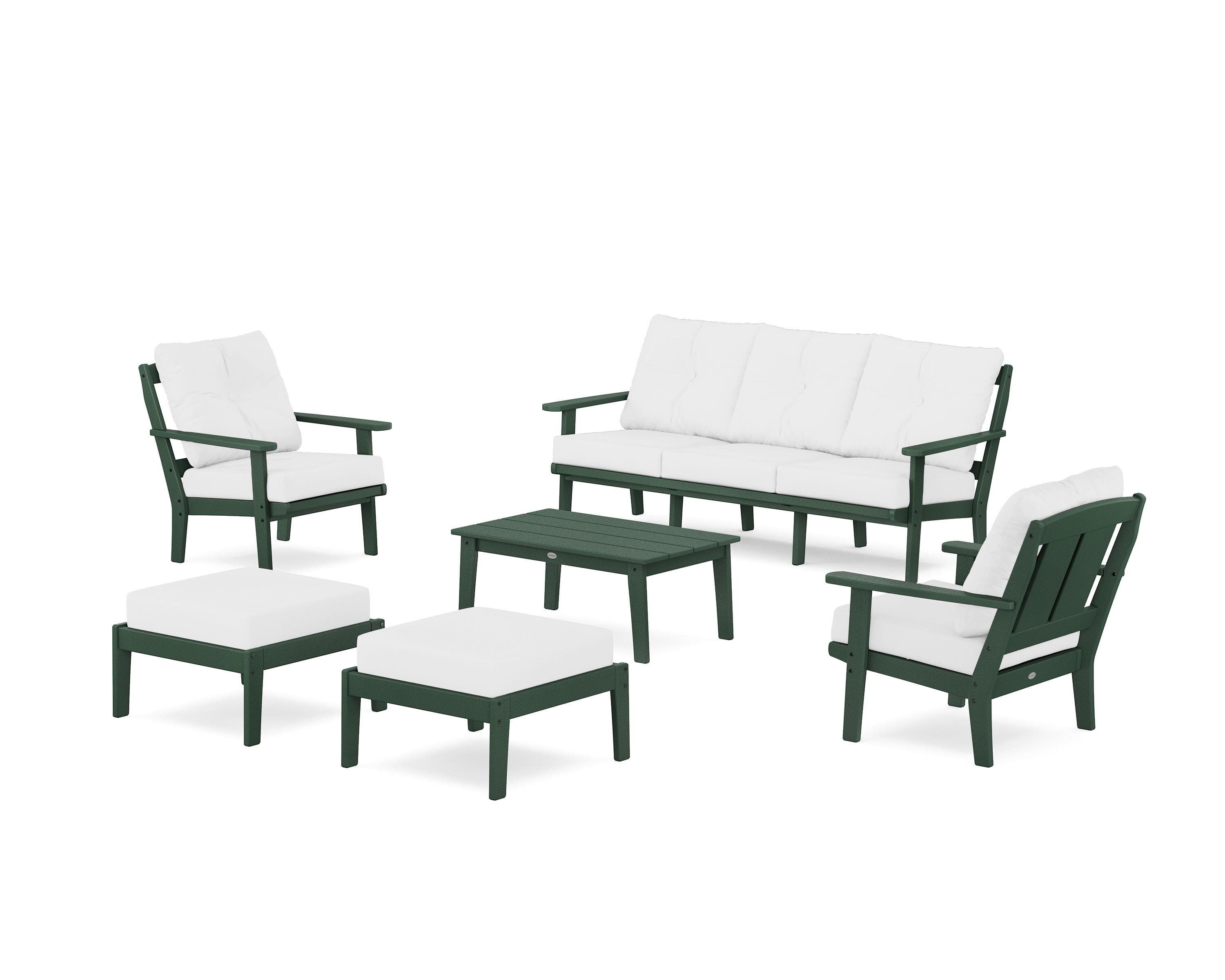 Mission 6-Piece Lounge Sofa Set in Green / Natural