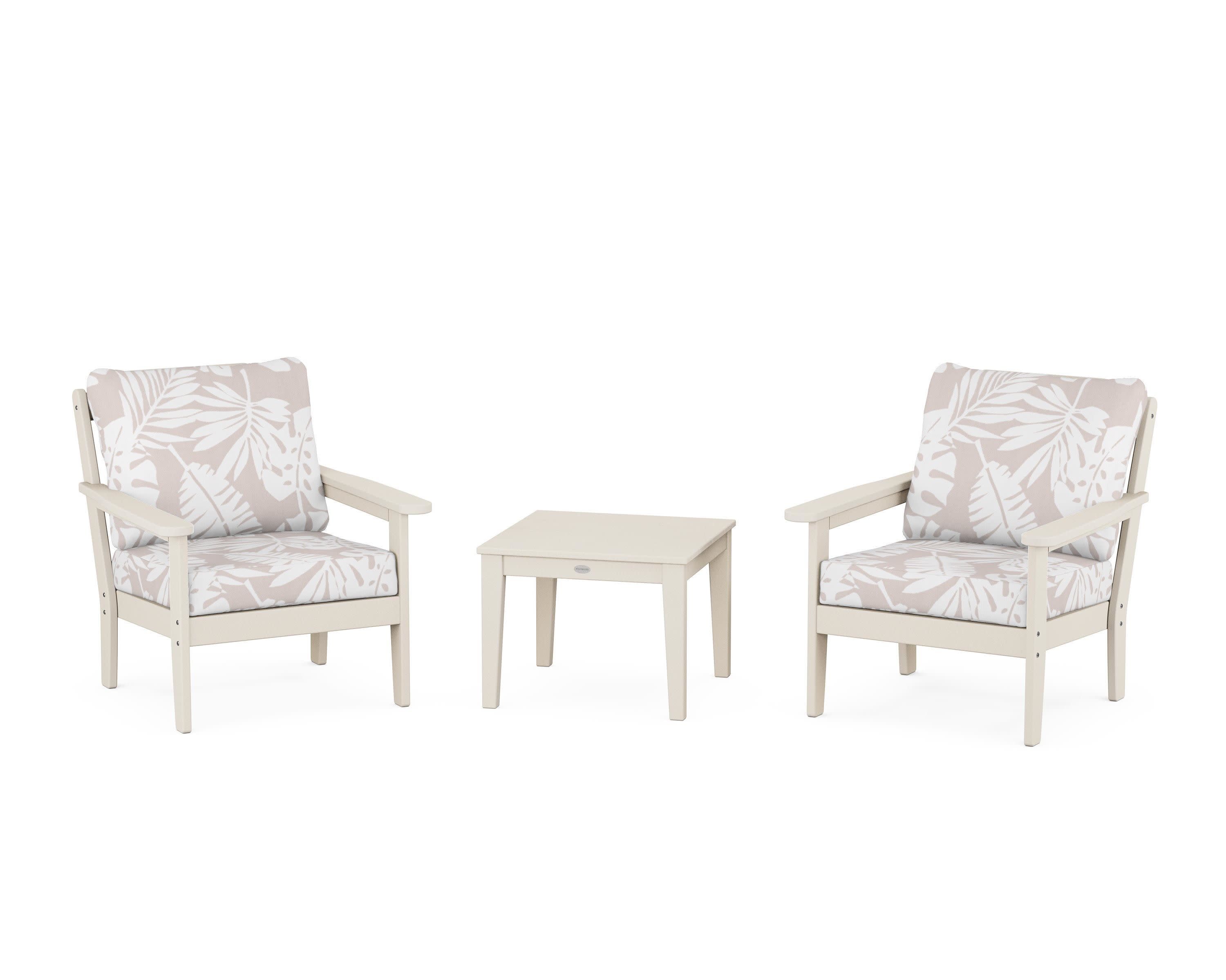 Cottage 3-Piece Deep Seating Set in Sand / Leaf Dune Burlap