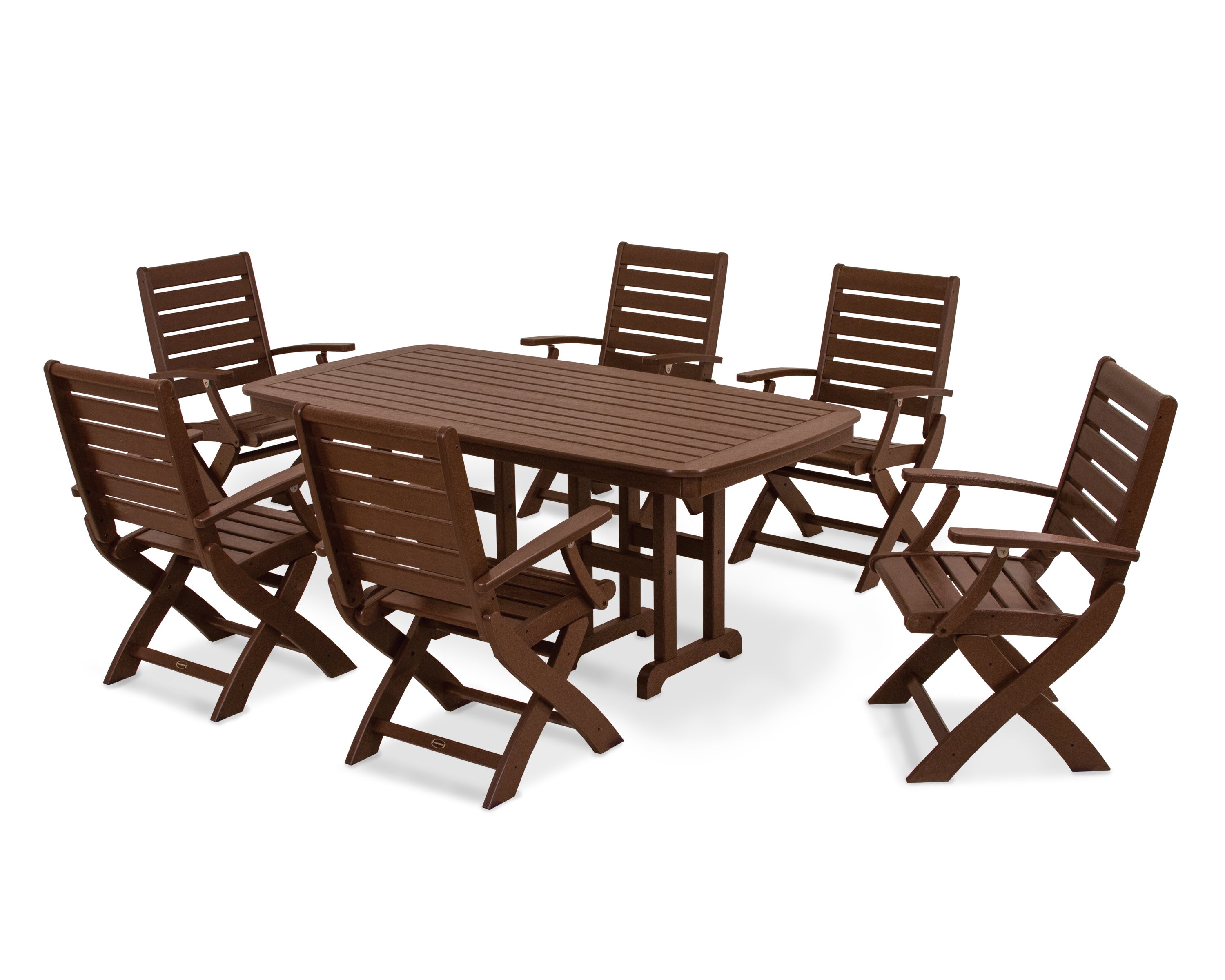 Signature Folding Chair 7-Piece Dining Set in Mahogany