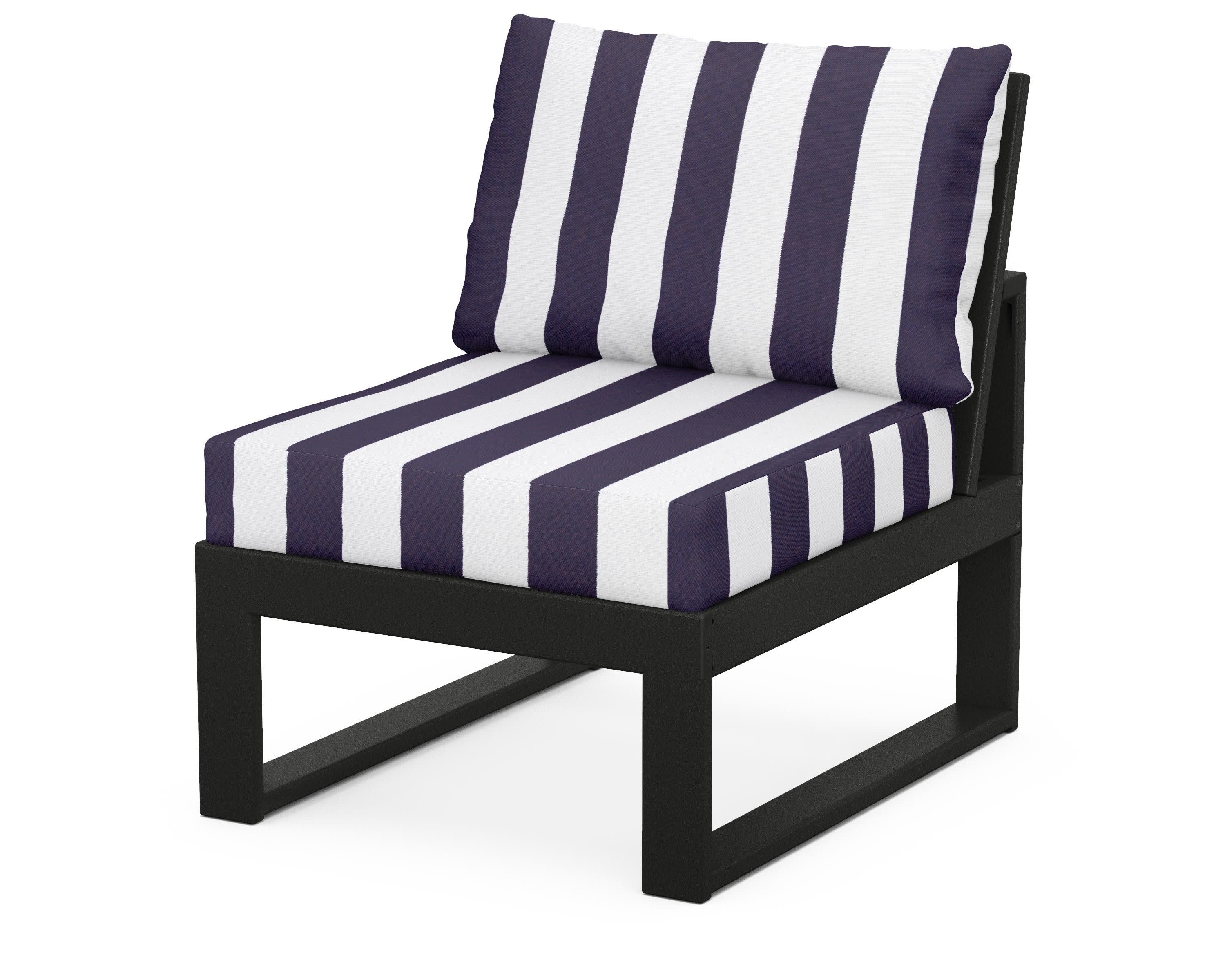 Modular Armless Chair in Black / Cabana Stripe Navy