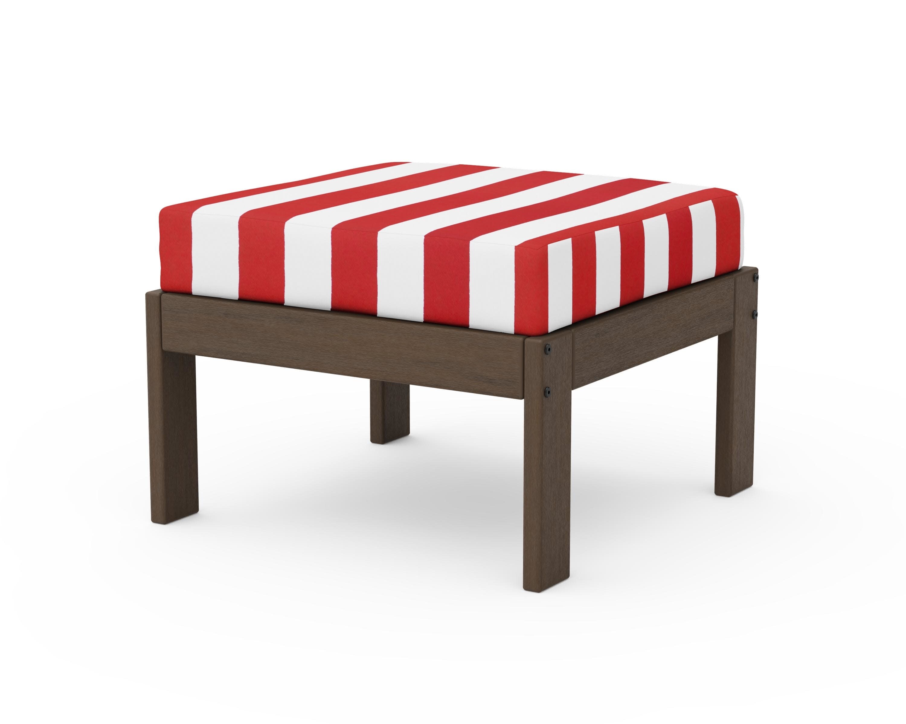 Vineyard Modular Ottoman in Kona / Cabana Stripe Crimson
