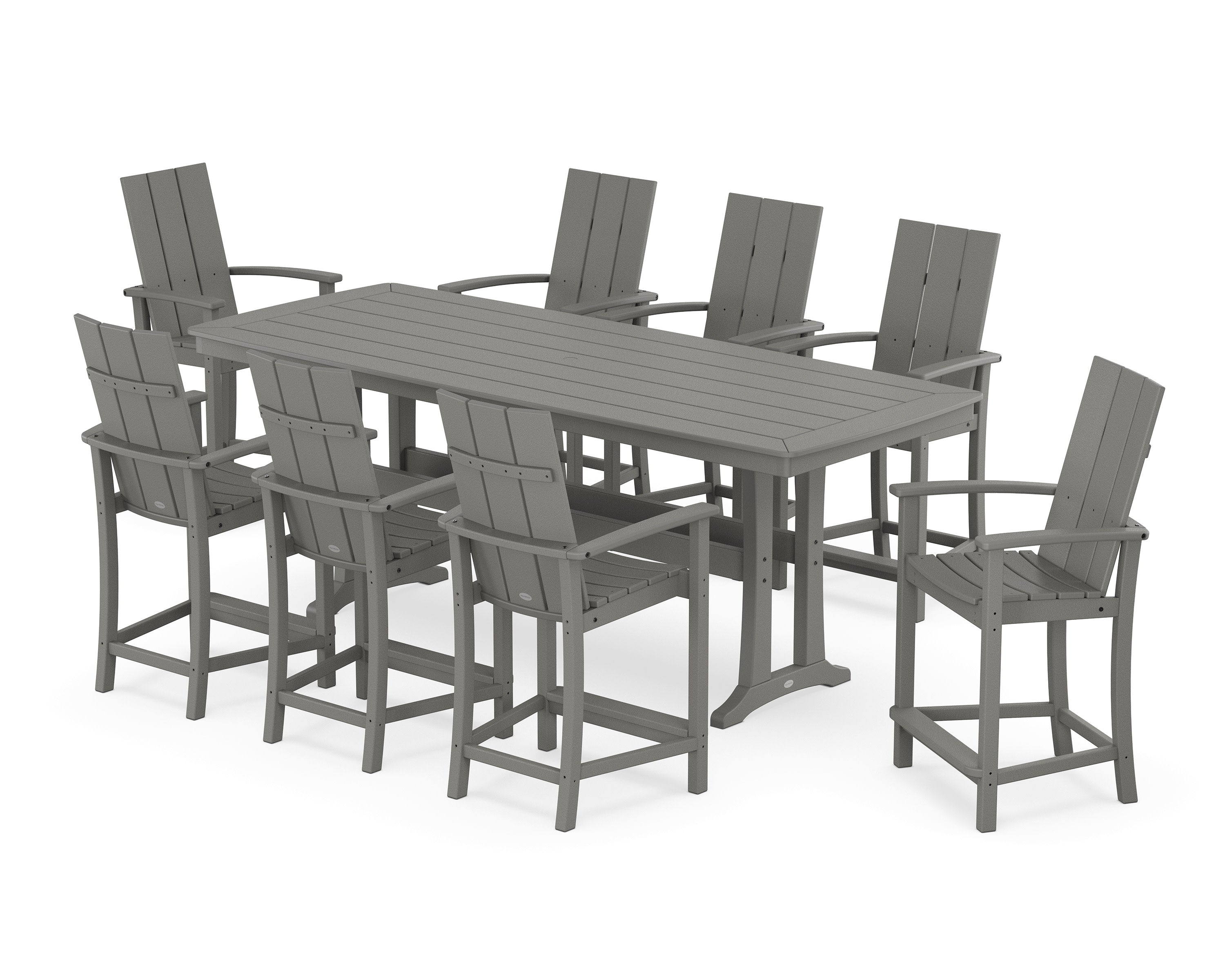 Modern Adirondack 9-Piece Counter Set with Trestle Legs in Slate Grey
