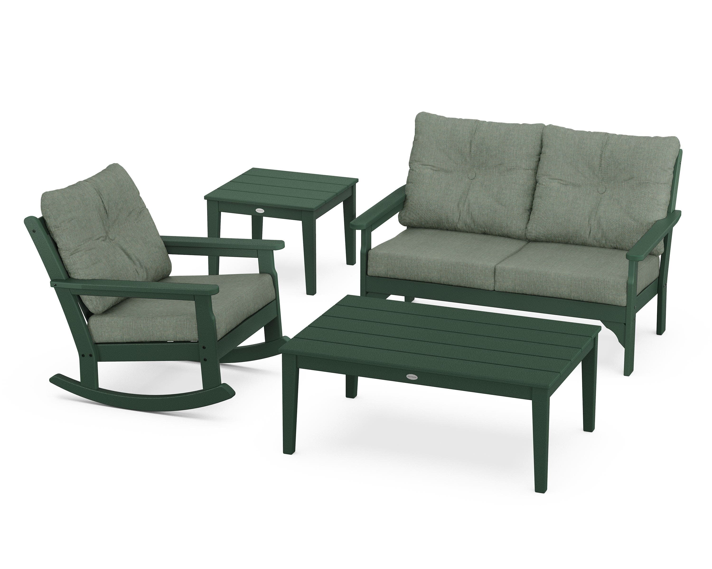 Vineyard 4-Piece Deep Seating Rocker Set in Green / Cast Sage