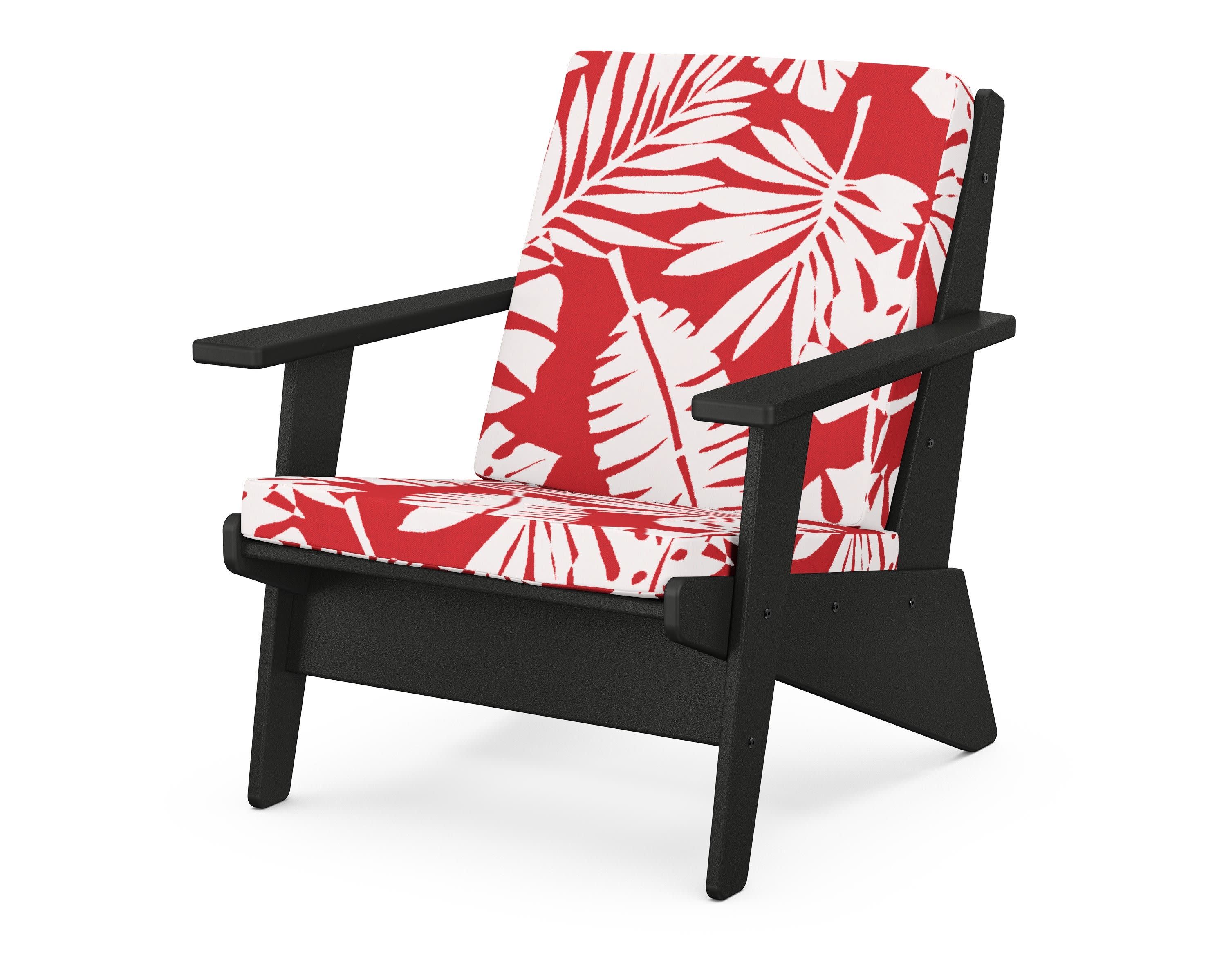 Riviera Modern Lounge Chair in Black / Leaf Crimson