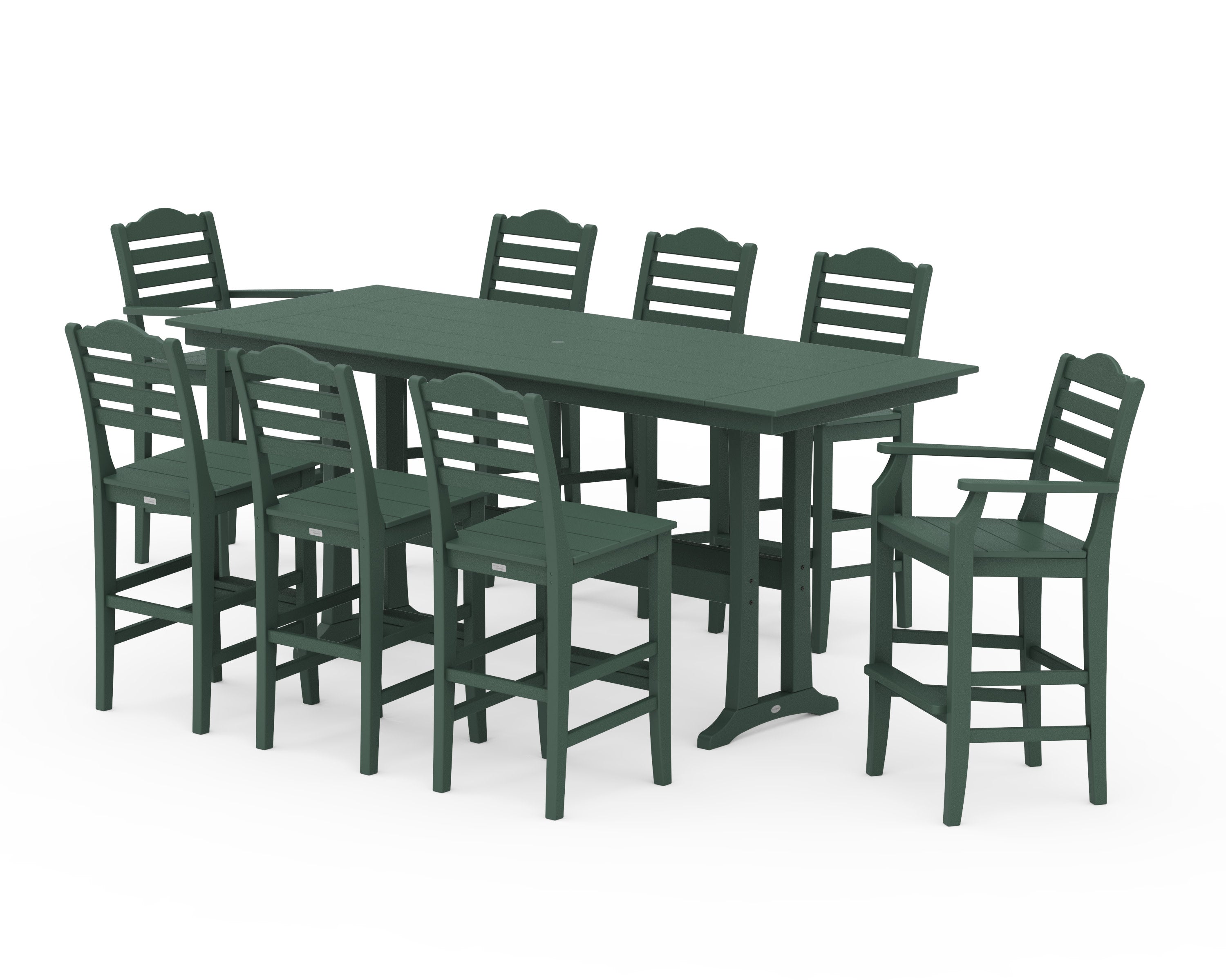 Savannah 9-Piece Farmhouse Bar Set with Trestle Legs in Green