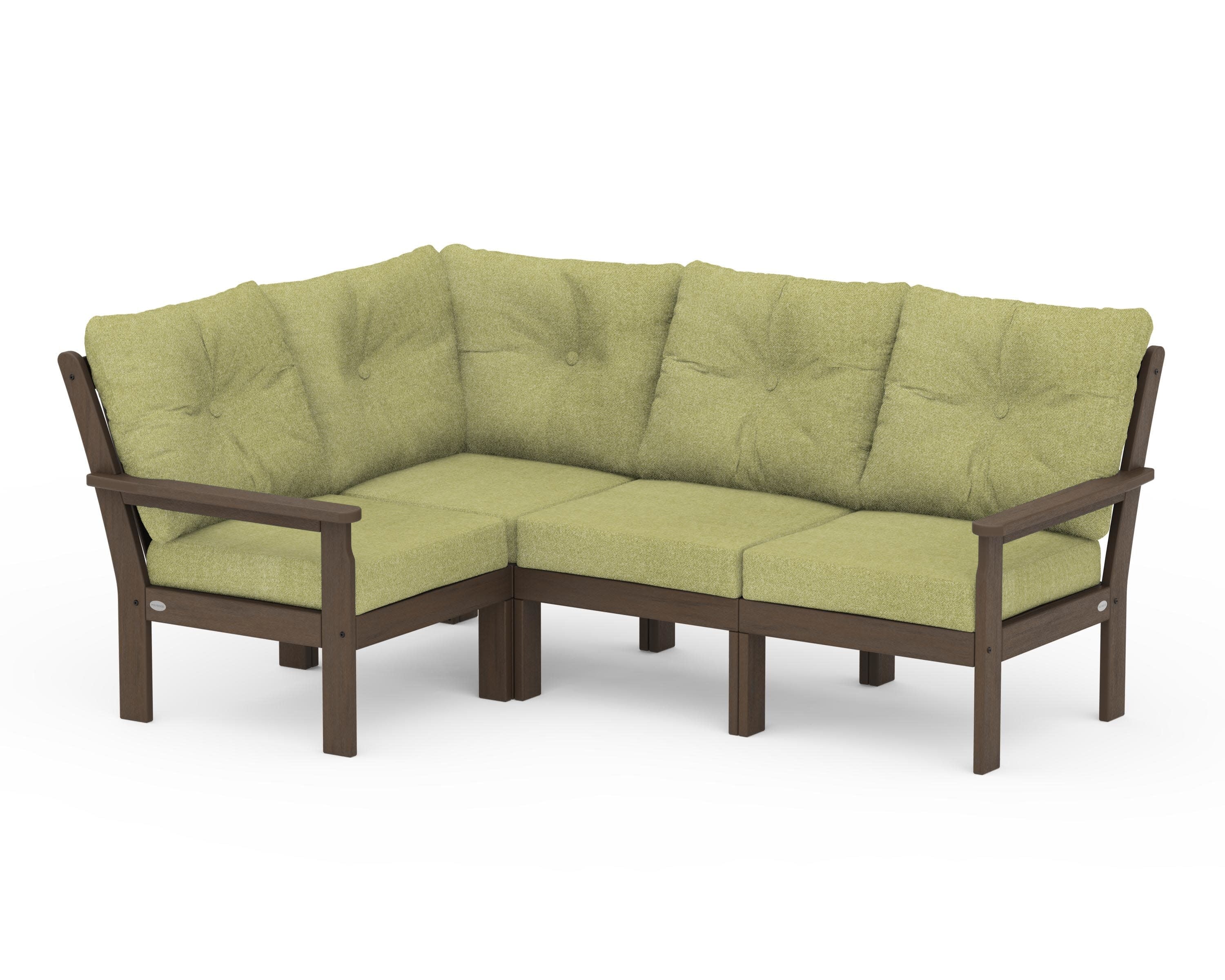 Vineyard 4-Piece Sectional in Kona / Chartreuse Boucle
