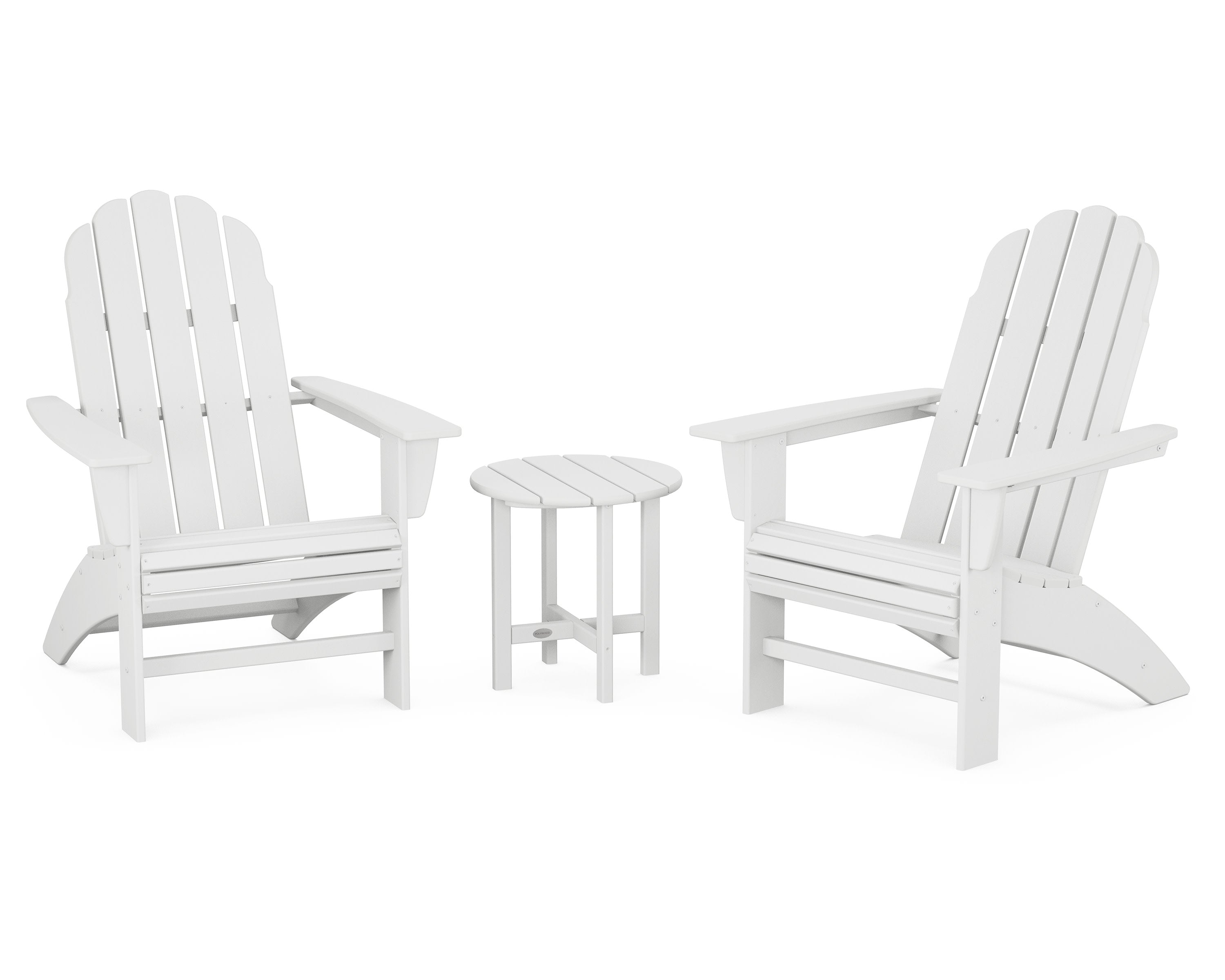 Vineyard 3-Piece Curveback Adirondack Set in White