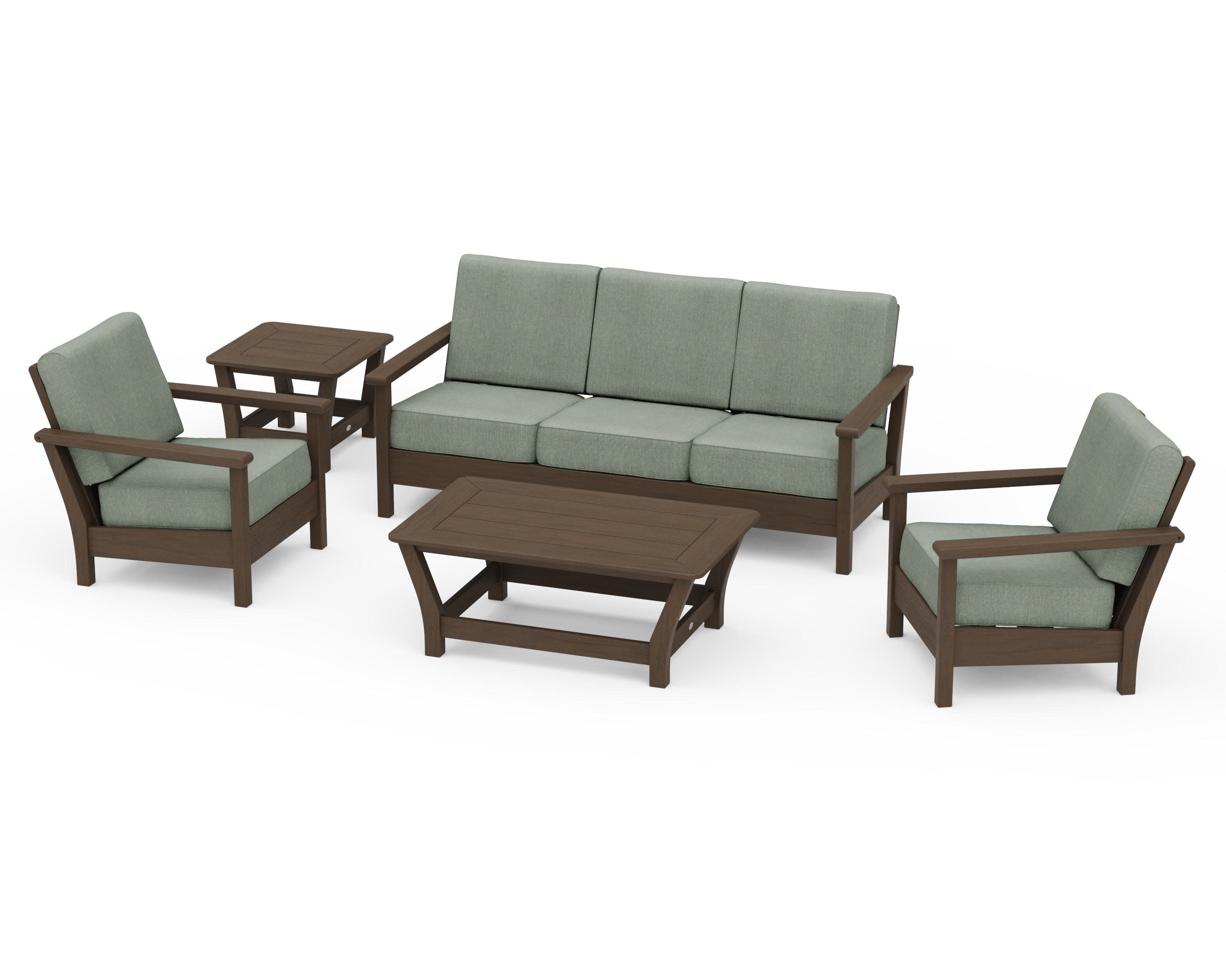 Harbour 5-Piece Deep Seating Set in Kona / Cast Sage