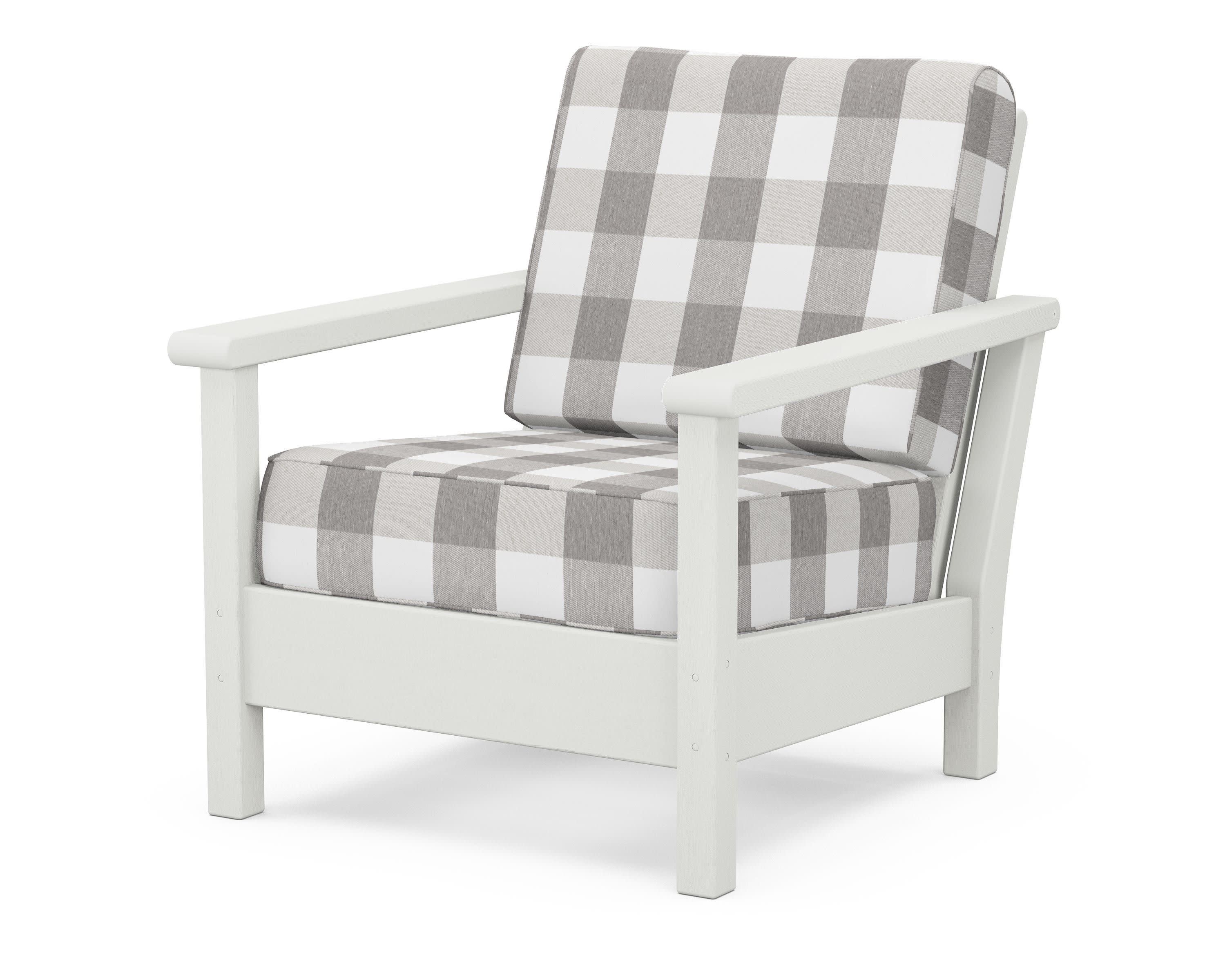 Harbour Deep Seating Chair in Vintage White / Buffalo Plaid Grey Mist
