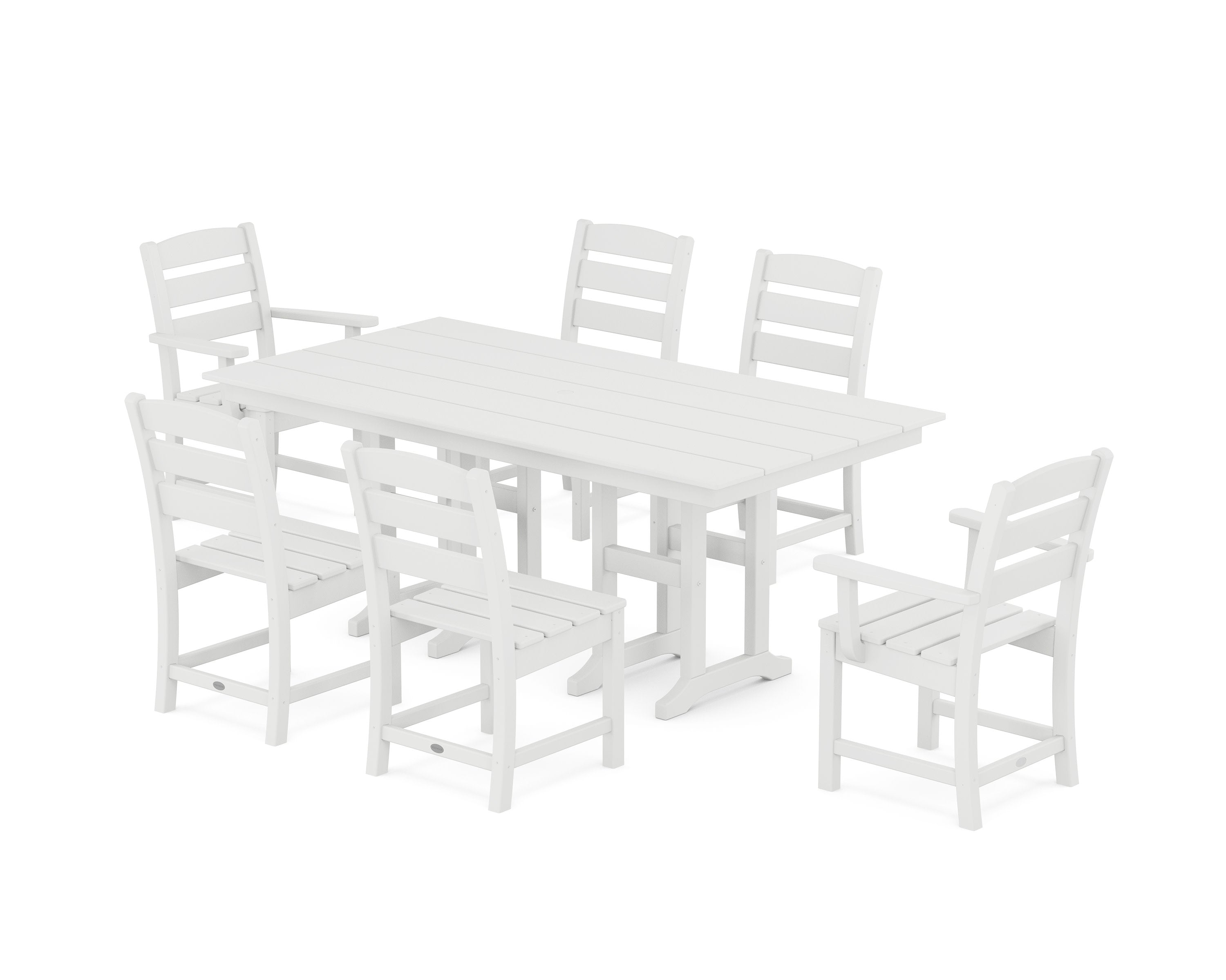 Lakeside 7-Piece Farmhouse Dining Set in White