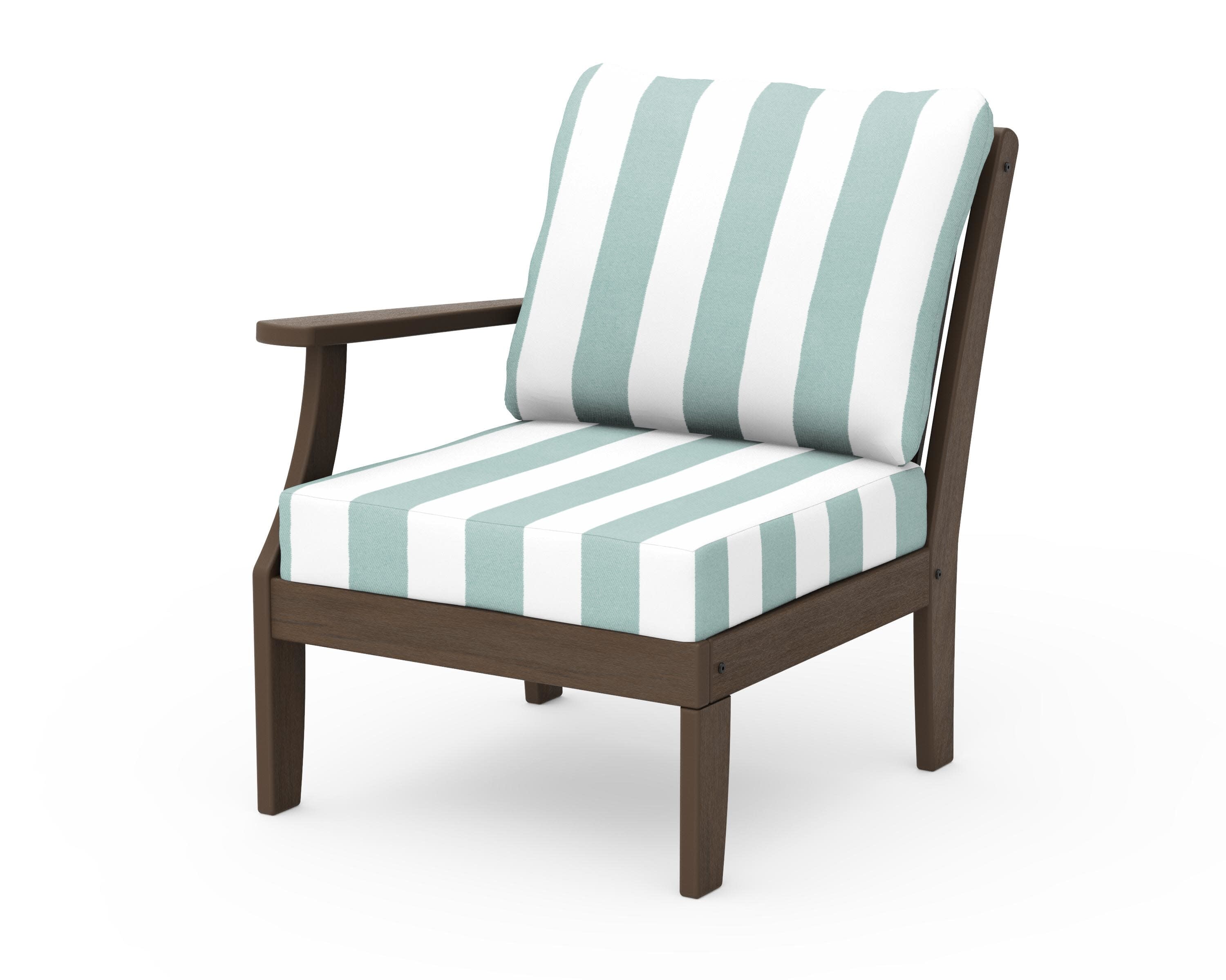 Braxton Modular Left Arm Chair in Kona / Cabana Stripe Glacier Spa