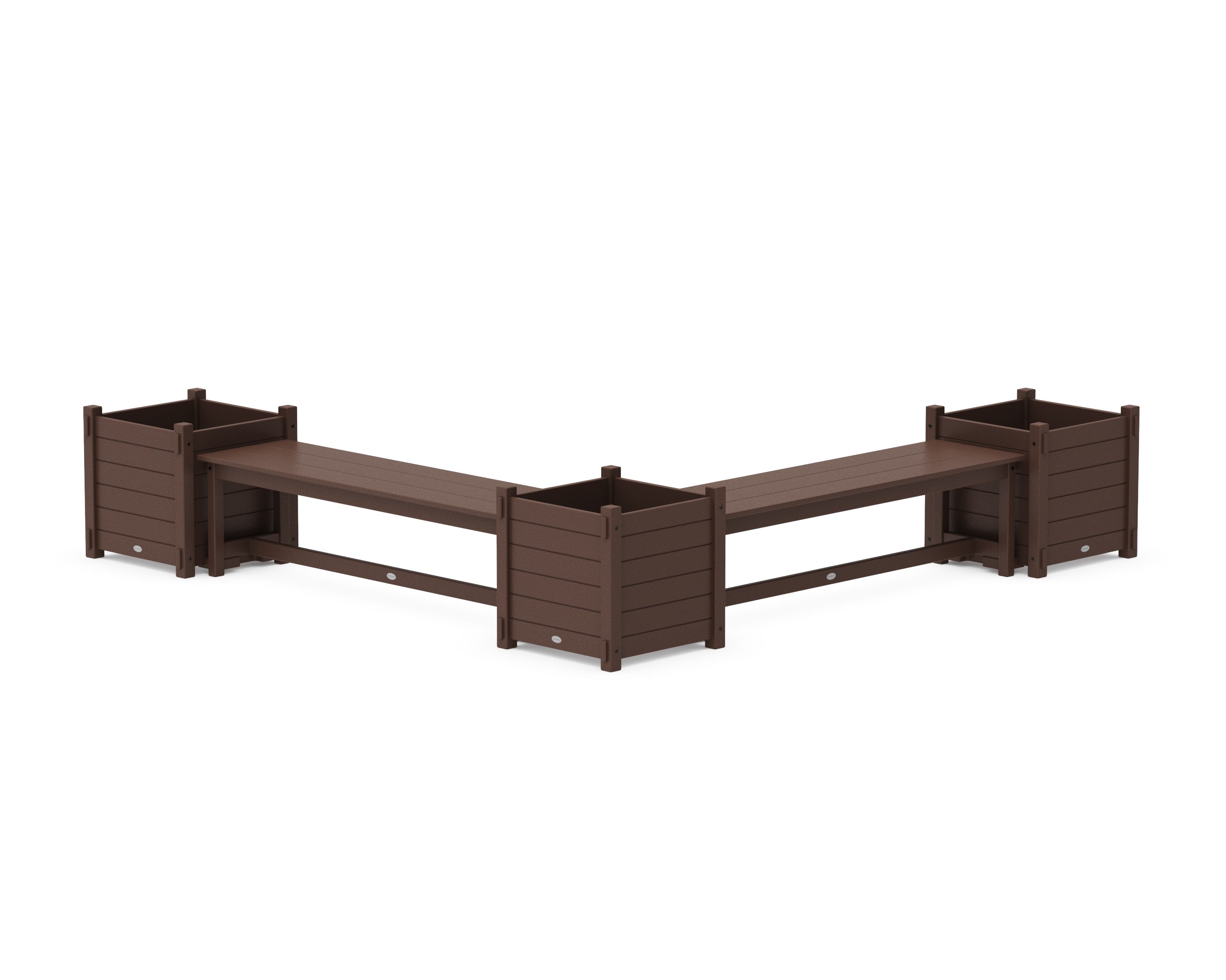 60" Nautical L- Shaped Planter Bench Corner Set - Large in Mahogany