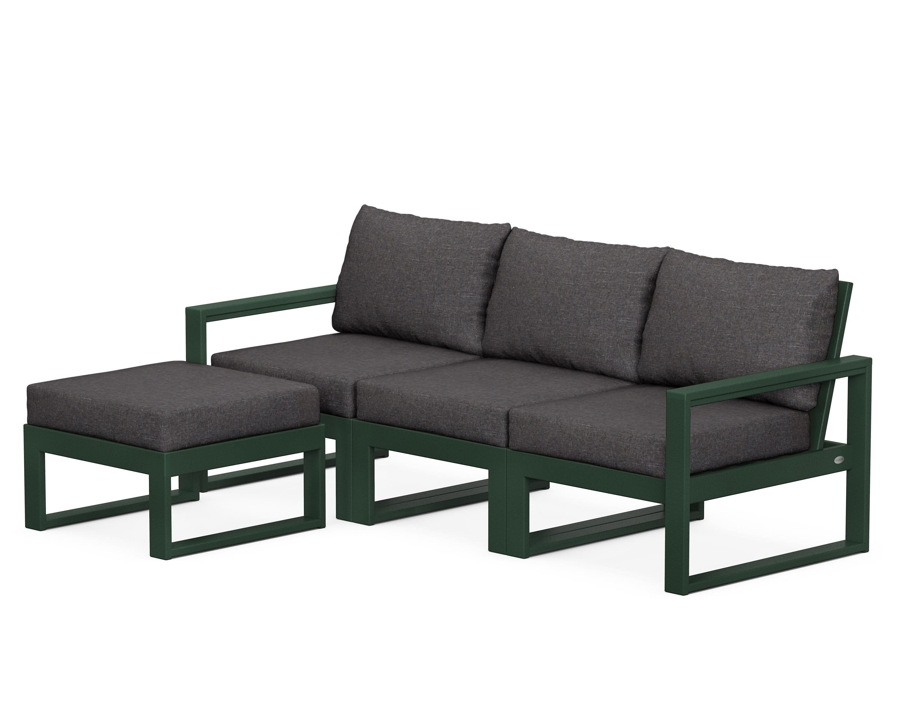 EDGE 4-Piece Modular Deep Seating Set with Ottoman in Green / Ash Charcoal
