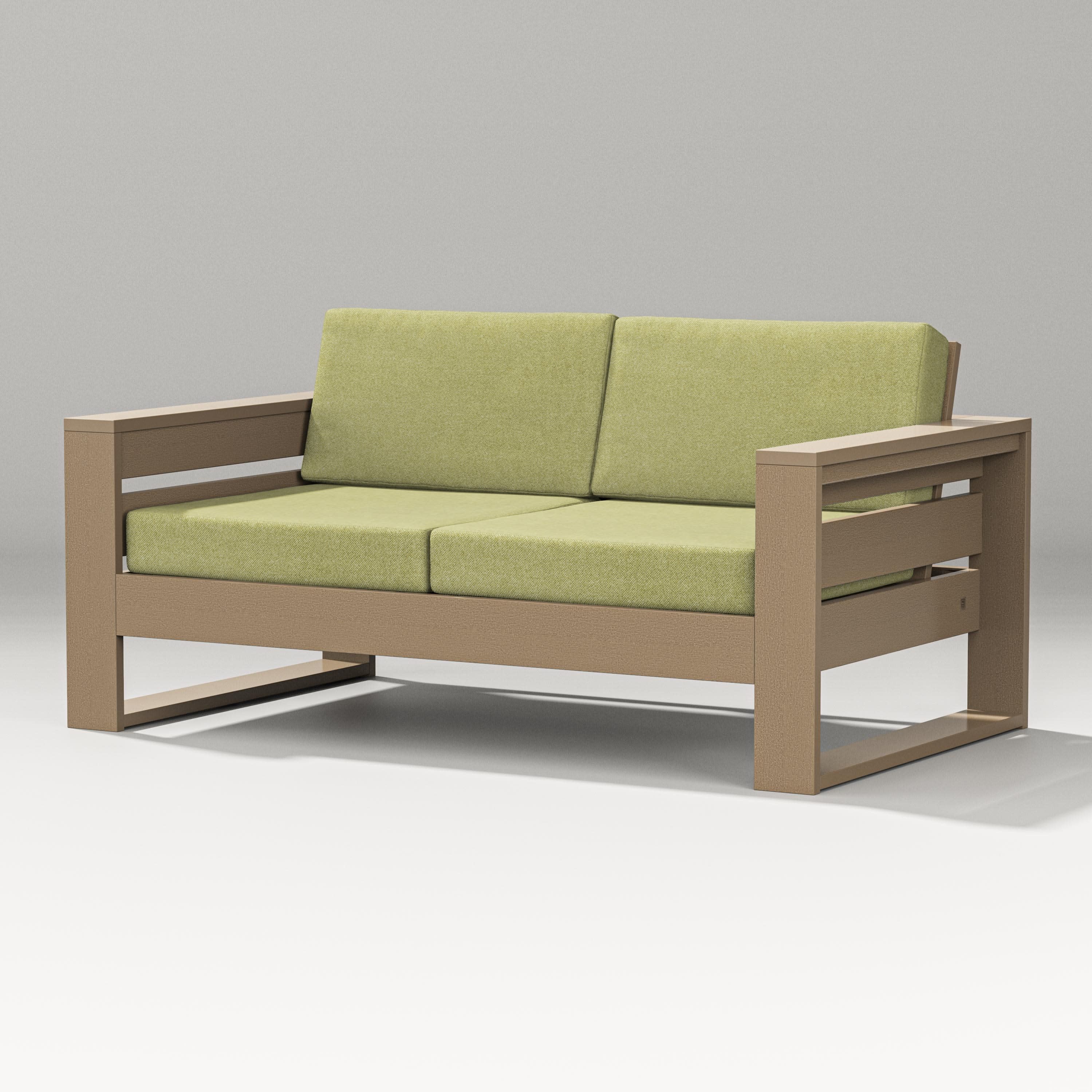 Latitude Loveseat in Vintage Sahara / Chartreuse Boucle